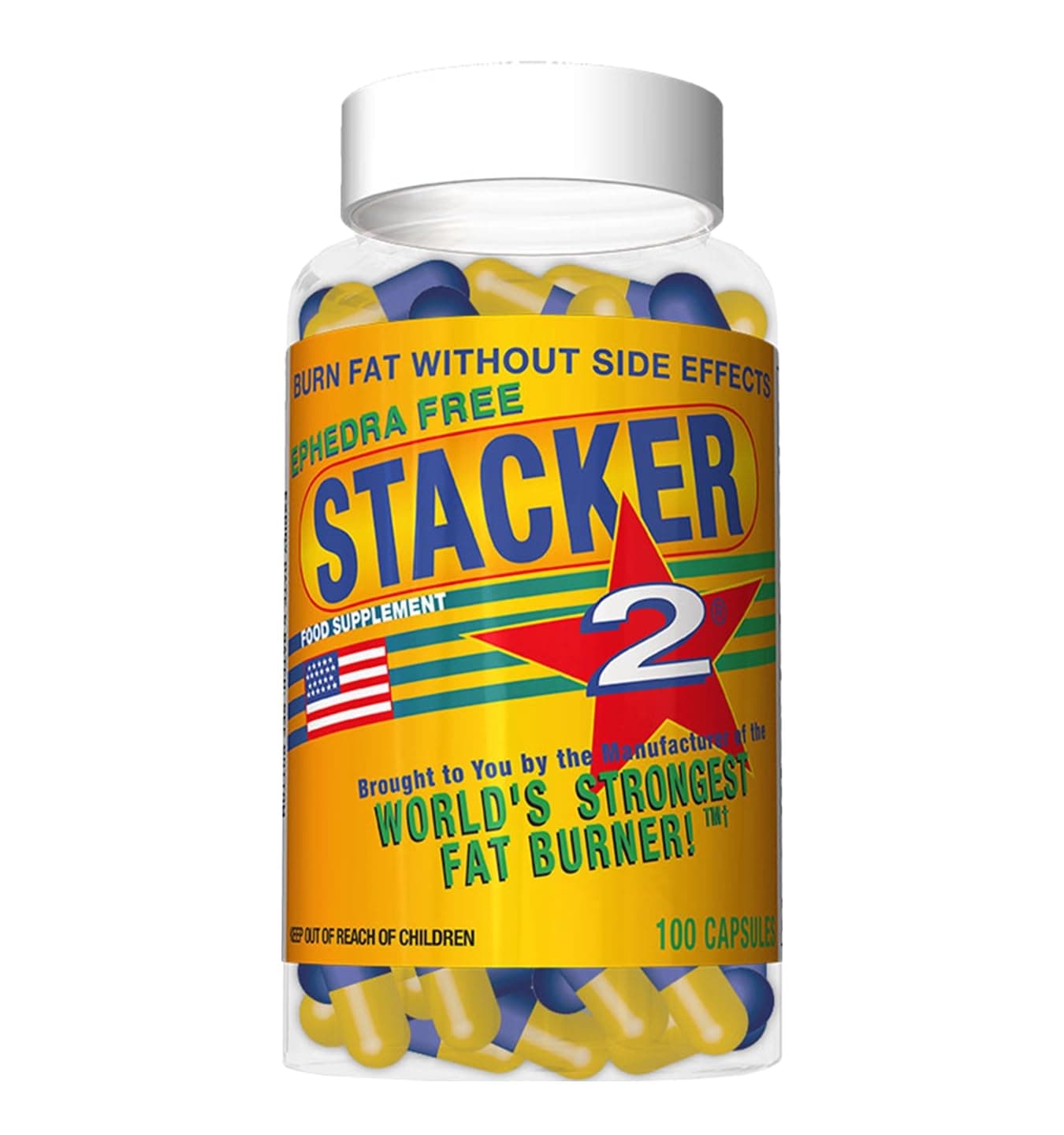 Stacker 2 Fat Burner Capsules, Ephedra Free, 100-Count Bottle