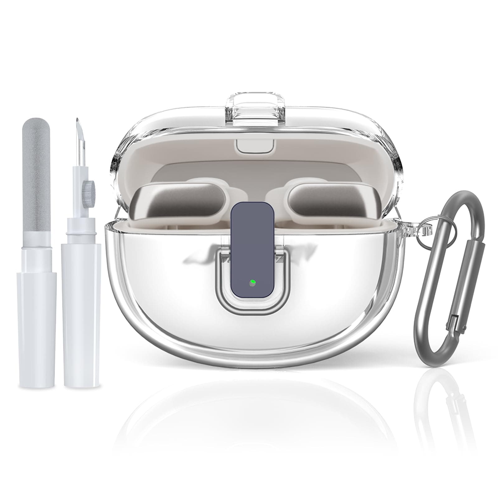 [Secure Lock] for Bose Ultra Open Earbuds Case(2024), TUDIOW Clear TPU Shockproof Protective Cover for Bose Open Ear Wireless Earbuds Accessories with Lanyard & Keychain (Clear)