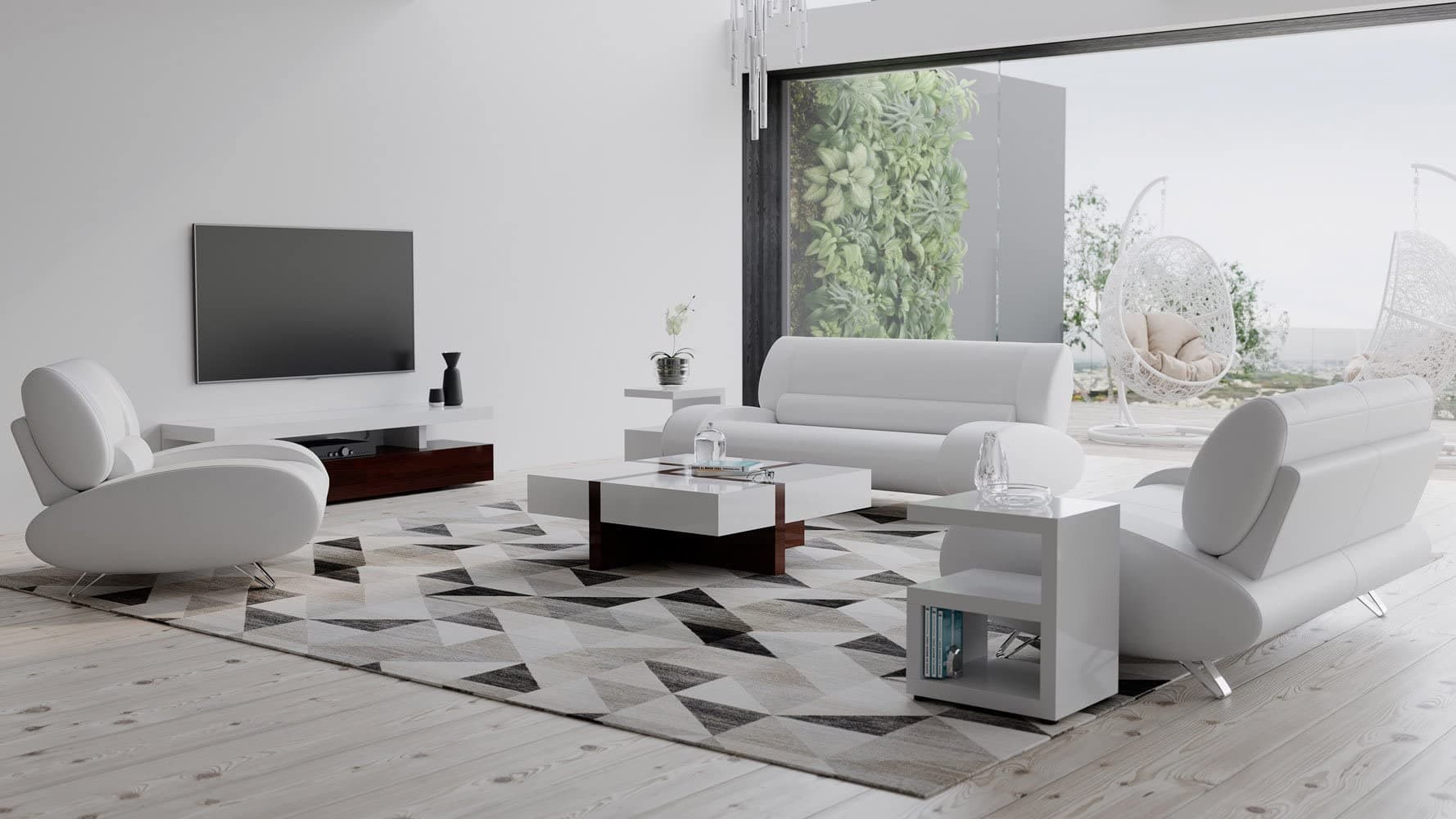 ZURI Modern Aspen Collection - Sofa Set - White