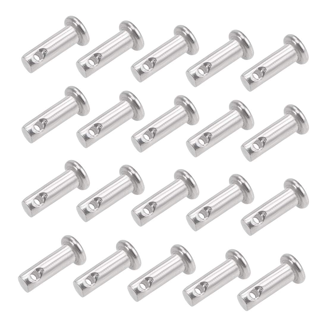 sourcing map Single Hole Clevis Pins - 4mm X 12mm Flat Head 304 Stainless Steel Link Hinge Pin 20Pcs