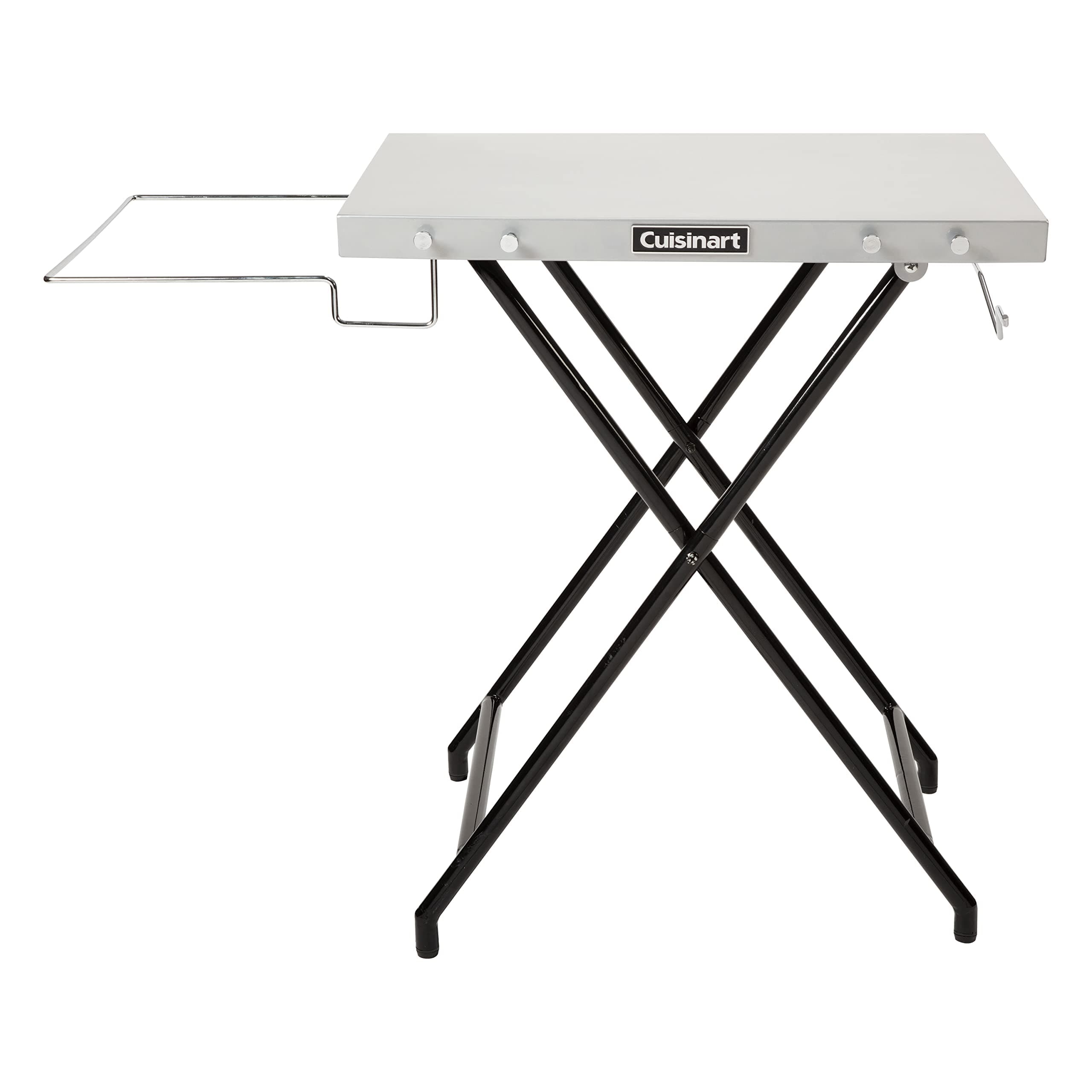 Cuisinart Fold ‘n Go Prep Table, Portable Folding Table and Grill Stand with Tool hooks, Trash Bag Holder, Paper Towel Rack, 24” x 20” Steel Food Prep Station Perfect for BBQs, Tailgates and Camping