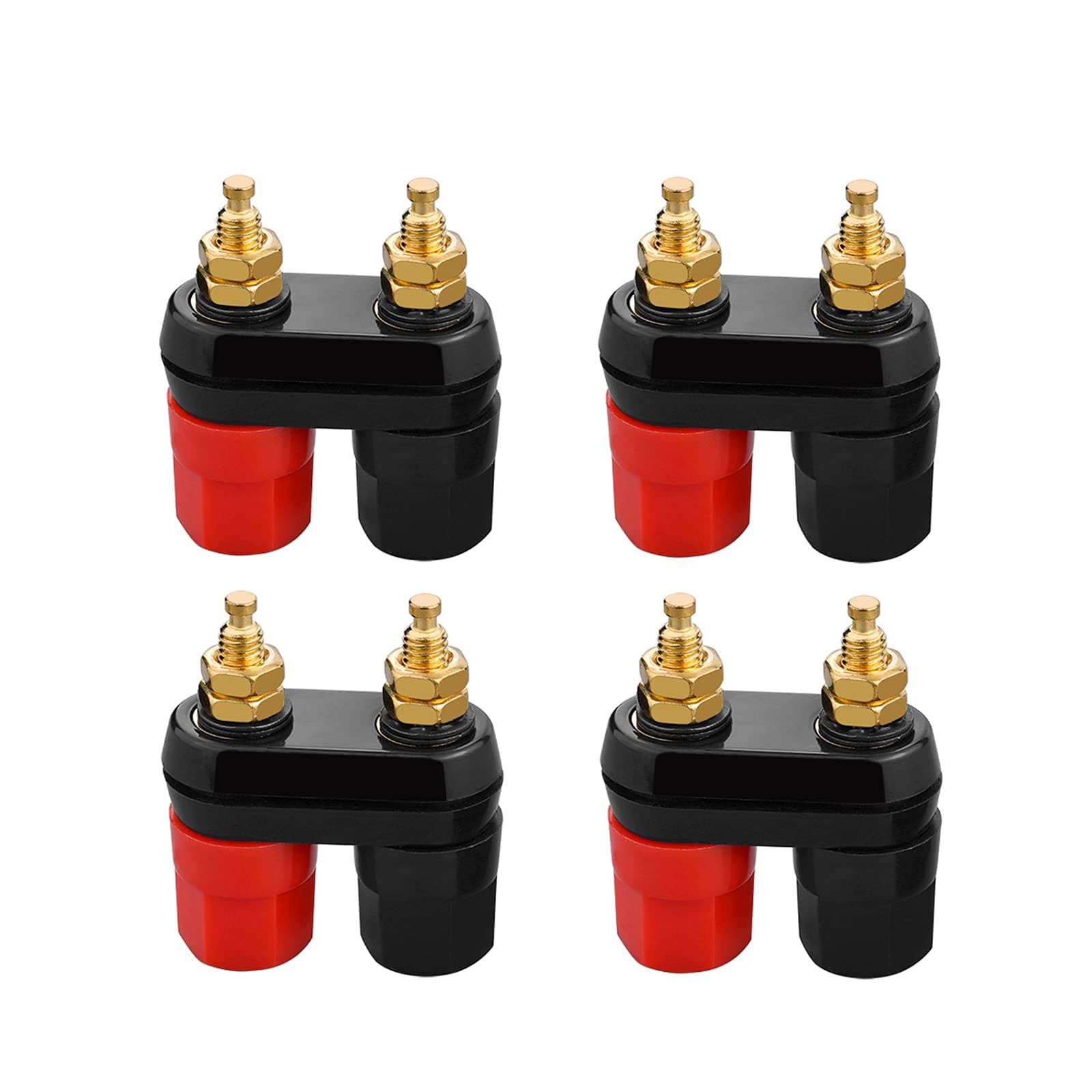 4Pcs Banana Plug Jack Female Socket Gold Plated Terminal Binding Post Dual 4mm Banana Plugs Connector for Speaker Amplifier Terminal