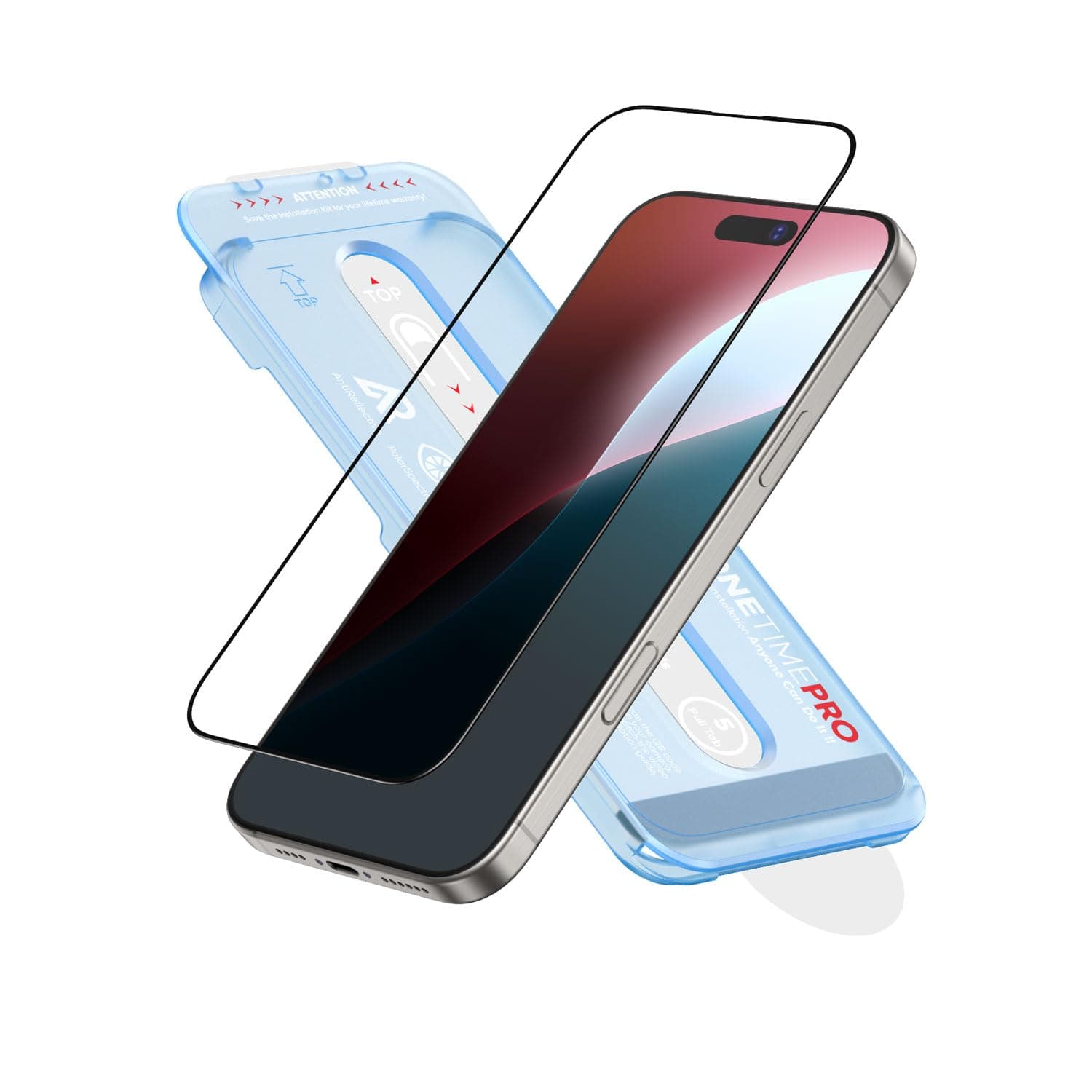 NanoArmour ONETIME PRO for iPhone 16 Screen Protector, Anti-Reflective, PolarSpectra Anti-Rainbow, Tempered Glass, Ultra Clear, Infinity Edge