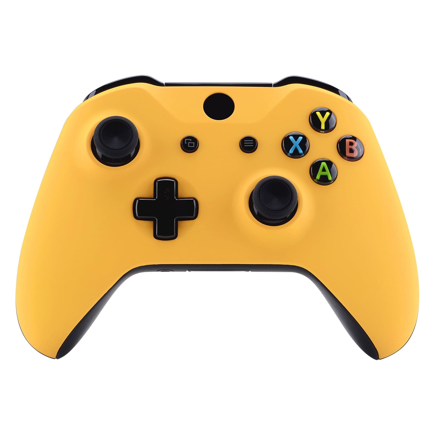 eXtremeRate Caution Yellow Faceplate Cover, Soft Touch Front Housing Shell Case, Comfortable Soft Grip Replacement Kit for Xbox One S & Xbox One X Controller (Model 1708)