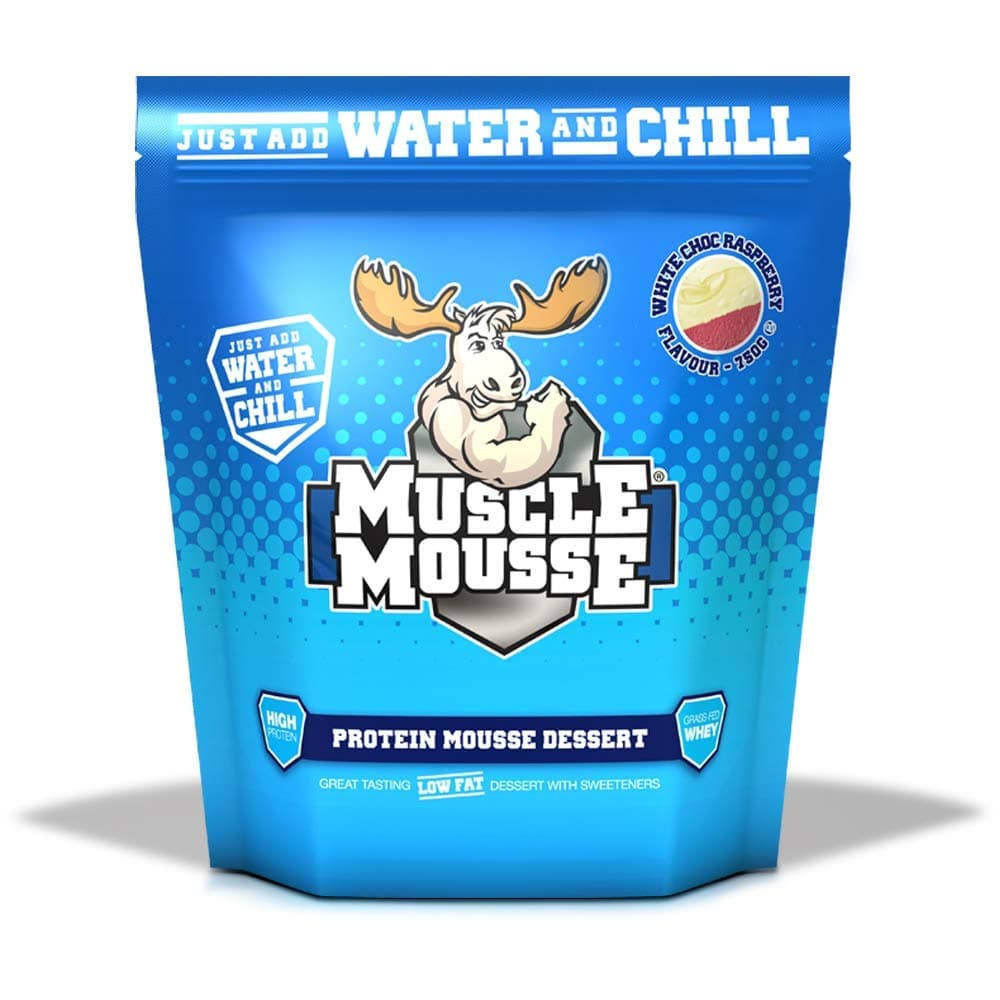 Muscle Mousse – High Protein Dessert Mix, Slow Release & Gluten Free | Perfect Sweet Treat, Easy to Make, 750g (15 Servings) (White Chocolate Raspberry)