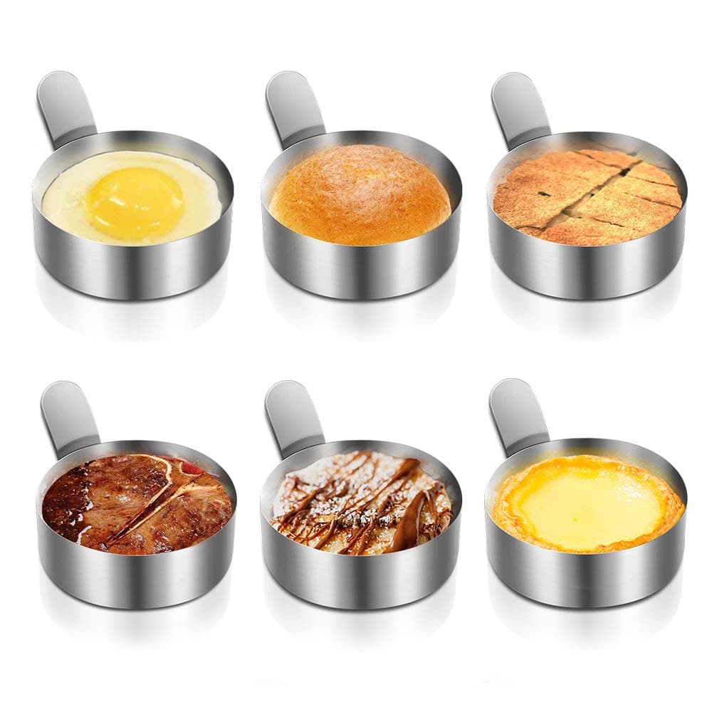Egg Ring, Picowe 6pack 3inch Egg Mold Omelet for Cooking Fried Egg Pancake Beefsteak etc, Non Stick, 304 Stainless Steel