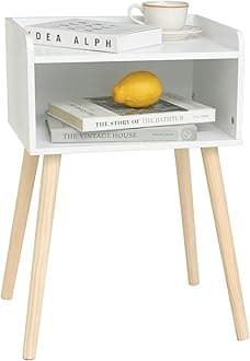 MaxSmeo White Natural Top Side Table