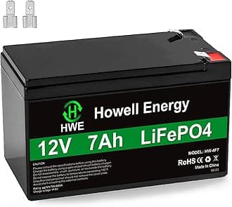 12V 7Ah Rechargeable Battery, 4000 Deep Cycle Lithium LiFePo4 12 Volt 7 amp Replacement for 6FM7 1270 SLA Battery, Alarm System, UPS, Lighting, Solar, Ride on Toys, 15A BMS, F1 & F2 Terminal