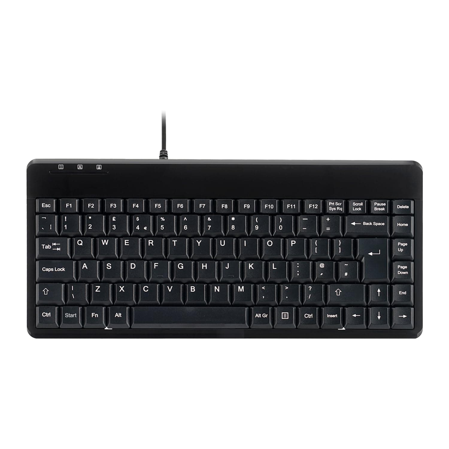 perixx PERIBOARD-409P Wired PS2 Mini Keyboard, Black, UK Layout