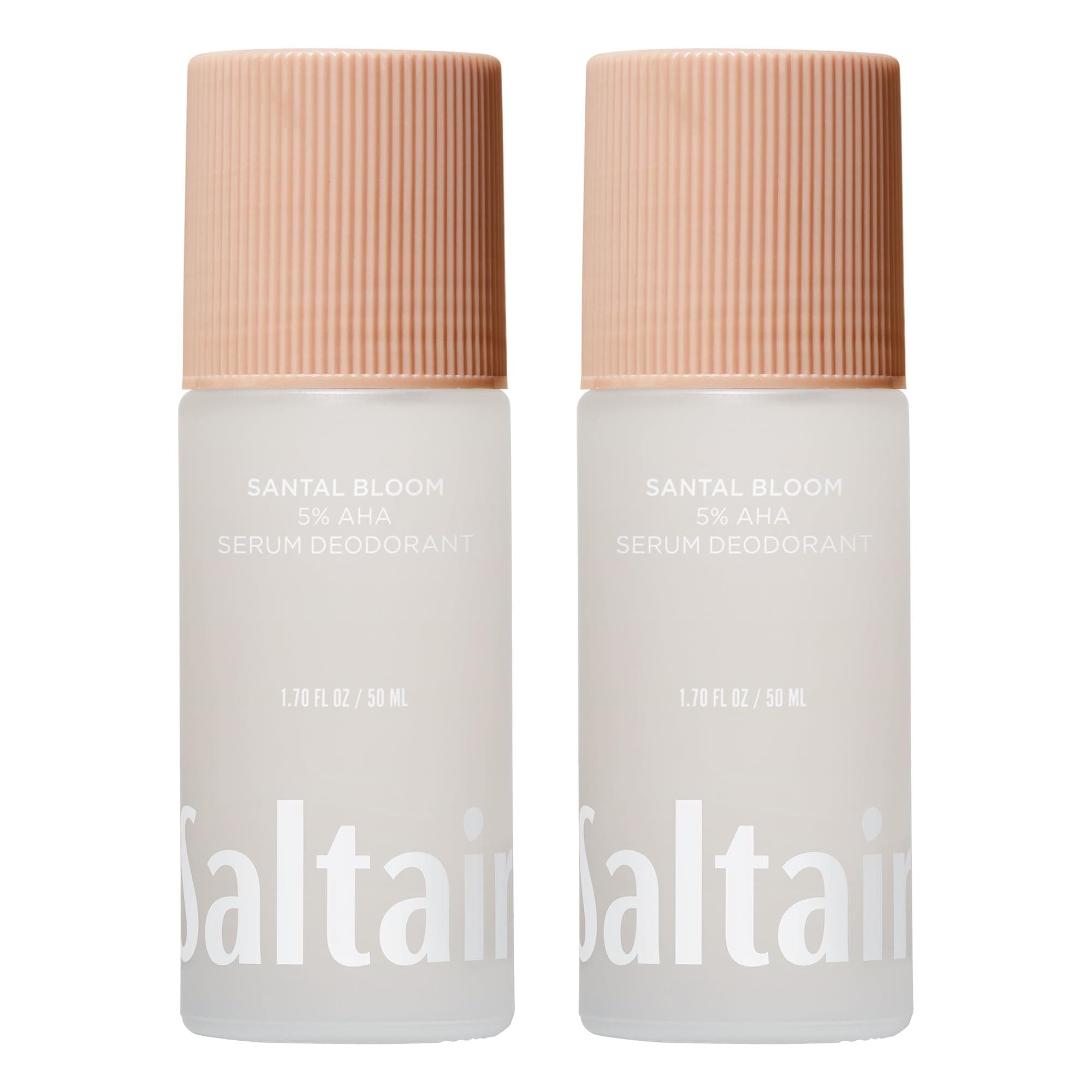 Serum Deodorant Santal Bloom 2 Pack. 5% AHA Formula. Lactic Acid and Mandelic Acid Deodorant. Aluminum Free Odor Control for Women and Men. Travel Essentials, 2x 1.7oz Roll On