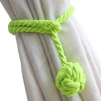 Melaluxe 2 Pack Curtain Tiebacks - Heavy Duty Curtain Rope Tieback, Handmade Rural Decorative Curtain Holdbacks (Light Green)
