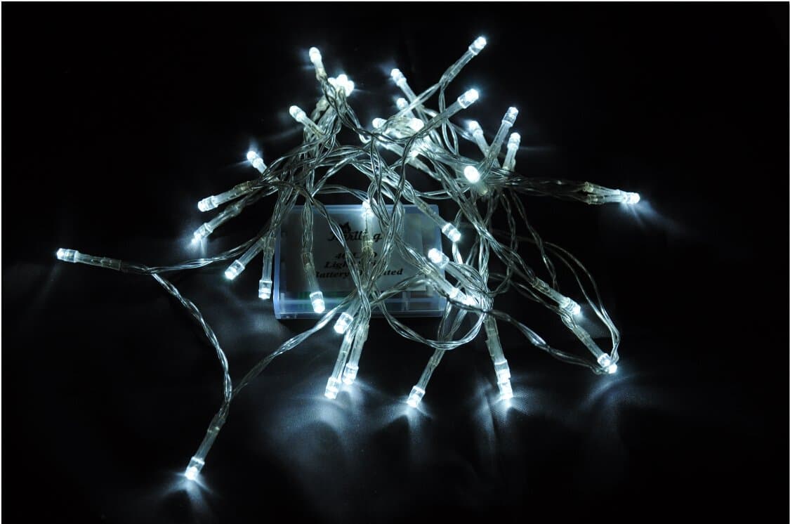 Battery Operated White 40 LED Fairy Light String Wedding Party Xmas Christmas Decorations(White)