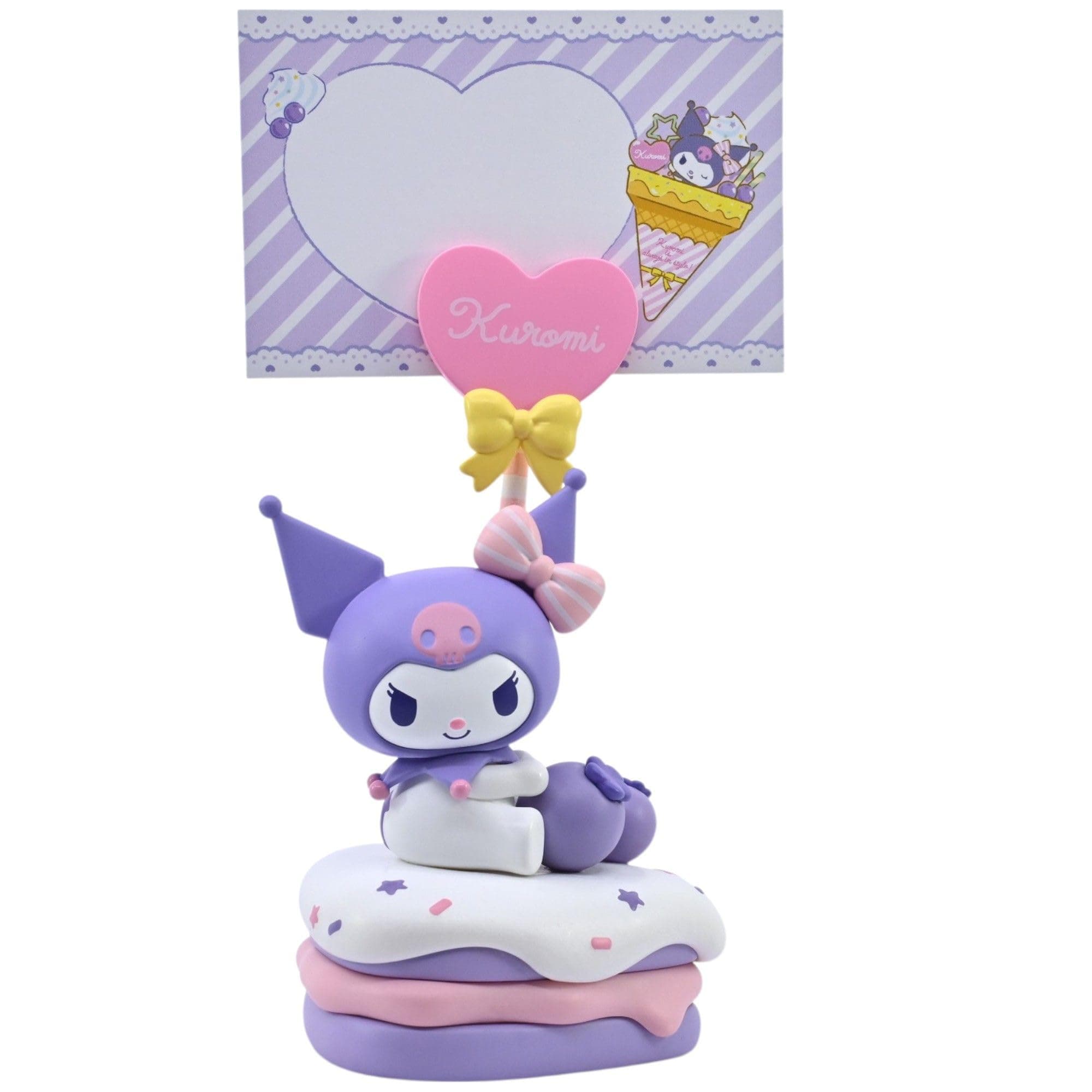Hello Kitty Memo Stand Party Time Kuromi Functional Accessory, Designed to Hold Notes/Reminders/Images, Desk or Workspace Display Toy, Party Themed Figures, For Fans All Ages