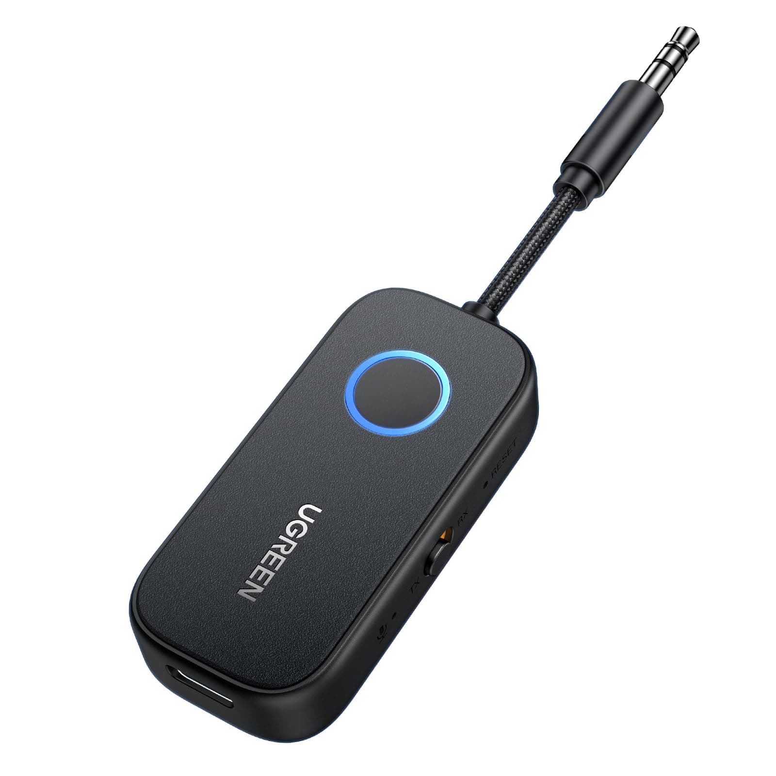 Bluetooth 5.3 Transmitter Receiver, 28H Long Playtime, Dual Connection, 10m Range, Mic for Calls, 2-in-1 Wireless Aux Bluetooth Adapter for TV, Airplane, Headphone, Airpods, Speaker, Car