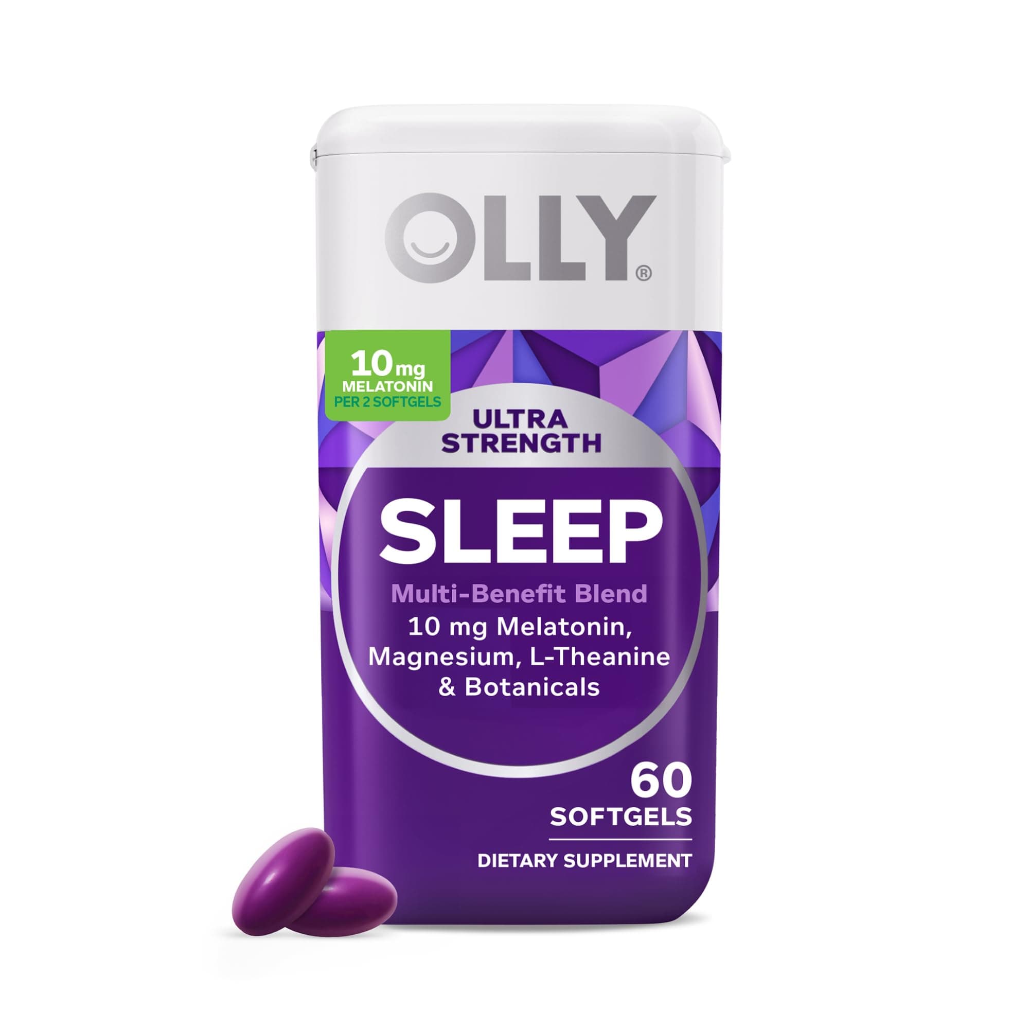 Ultra Strength Sleep Softgels, 10mg Melatonin, L-Theanine, Chamomile, Magnesium, Lemon Balm, Supports Deep Restful Sleep, Nighttime Sleep Aid, Non Habit-Forming - 60 Count