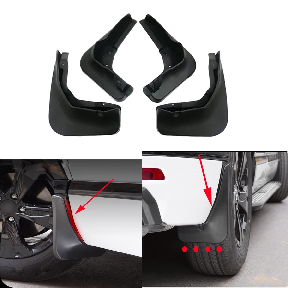 4Pcs Mud Guards Auto Mud Flaps Splash Guards Exterior Guards Fender Compatible with Nissan Tiida Versa 2011-2021 2022 2023 2024 2025 2026 Mudguards Mudflaps (Not fit for Nissan Versa Note)