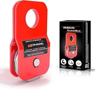 RUGCEL WINCH 4.8T Heavy Duty Recovery Winch Snatch Block,10500lb Capacity (red),Towing Pulley System for Synthetic Rope or Steel Cable