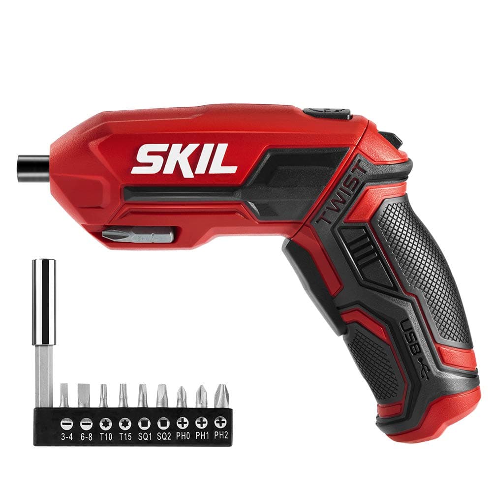 4V Pivot Grip Rechargeable Cordless Screwdriver, Includes 9pcs Bit, 1pc Bit Holder, USB Charging Cable - SD561802