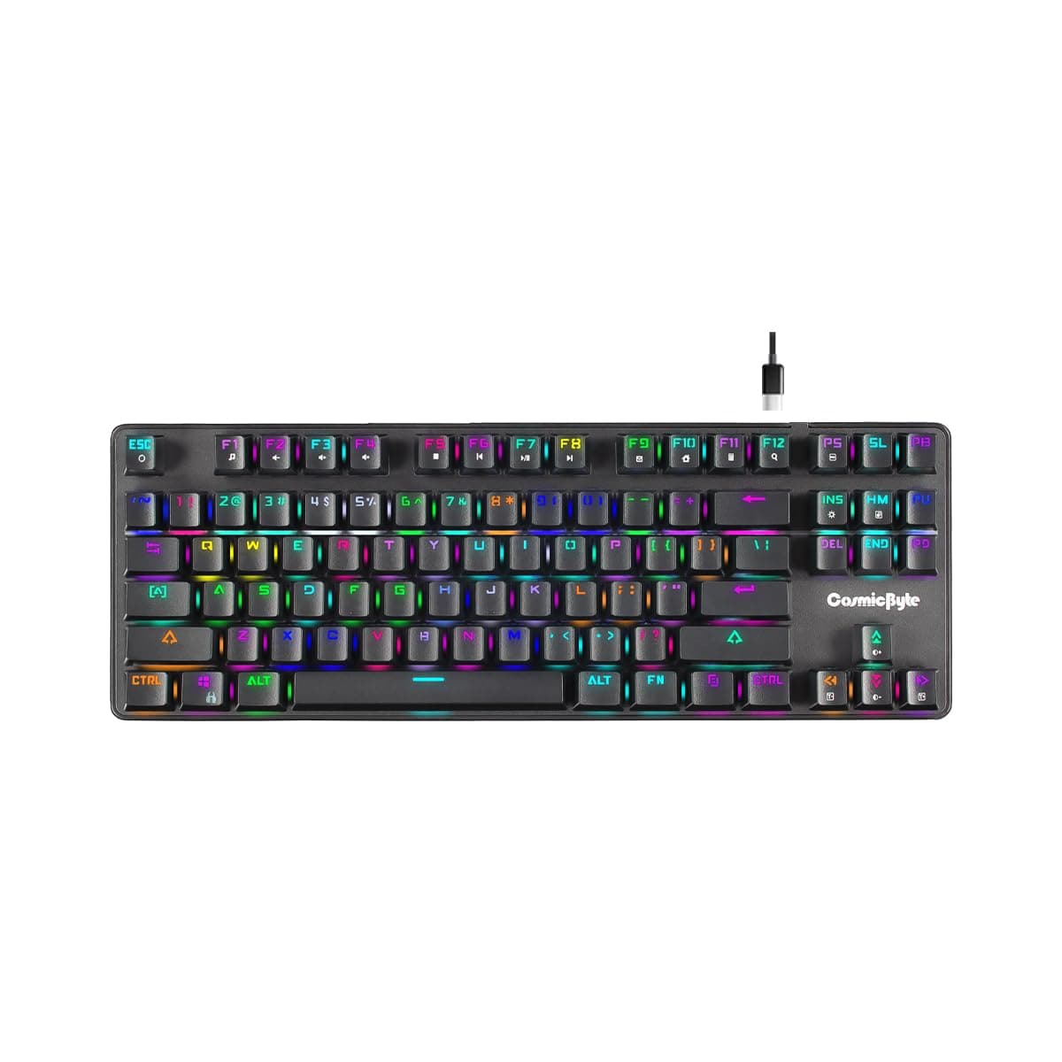 CB-GK-16 Firefly TKL Mechanical Gaming Keyboard | Per-Key RGB | 3 PIN Swappable Outemu Blue Switches | Upgraded with Detachable USB-C Port | Macro & Software Support (Black)