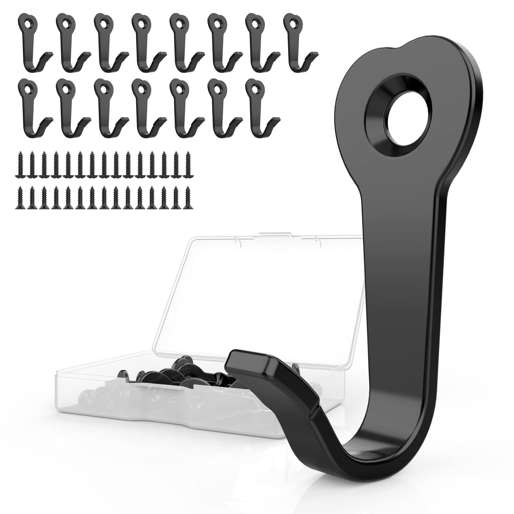 15Pack Heavy Duty Iron Wall Coat Hooks | Mug Hooks with 30 Screws for Towel, Key, Robe, Coats, Scarf, Bag, Coffee Cup, Mugs, Cap