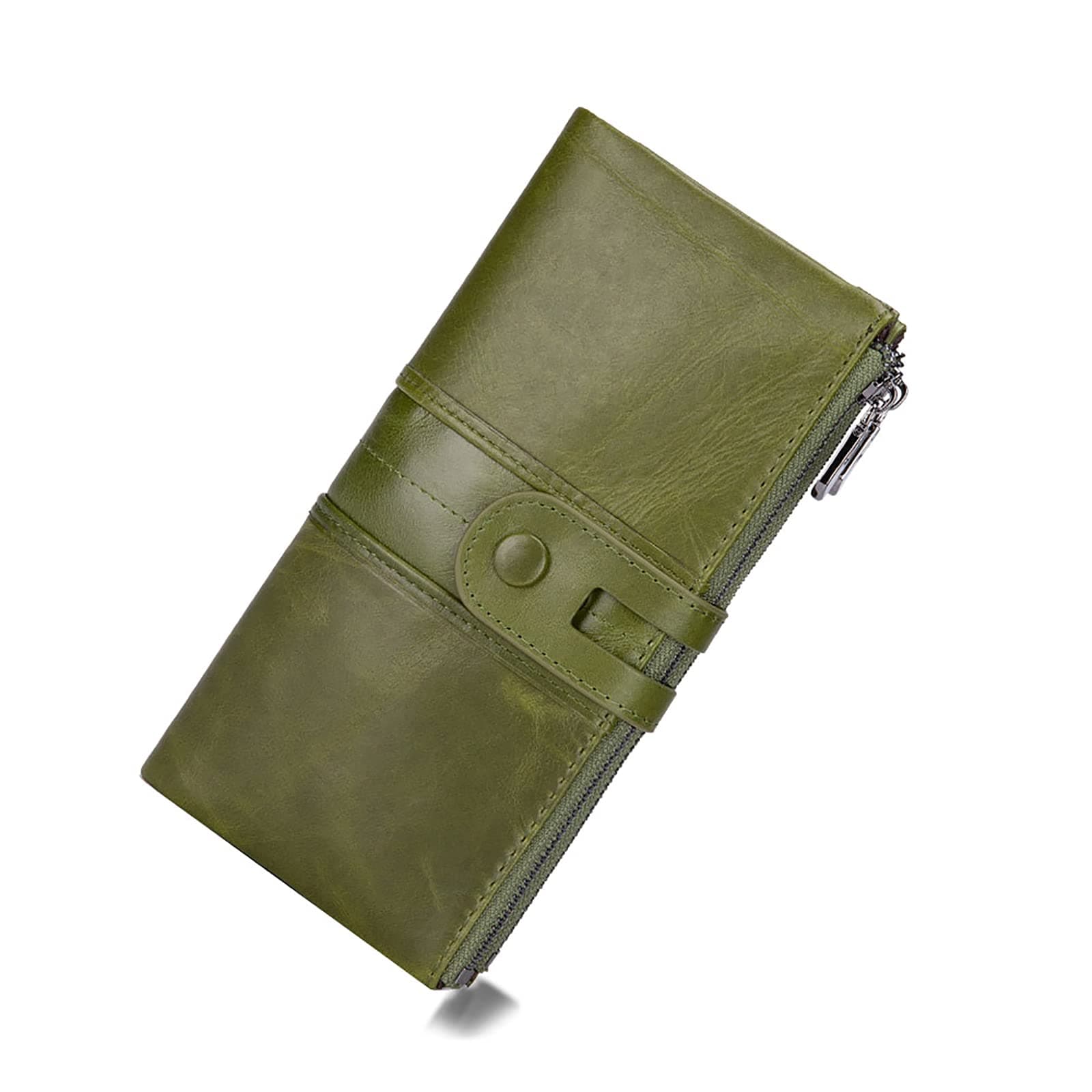 RFID Blocking Wallet for Women Genuine Leather Double Fold Long Clutch Wallet Money Clips Card Holder