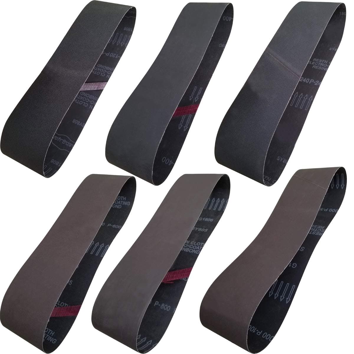 4 x 36 Inch High Performance Silicon Carbide Sanding Belts - Premium Knife Sharpening Sanding Belts Assortment 120 240 400 600 800 and 1000 Grits - 6 Pack