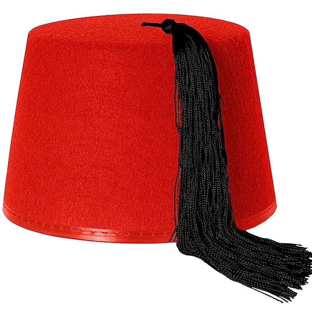 Fez Hat Head Accessory - Adult Size, Red - 1 Pc.