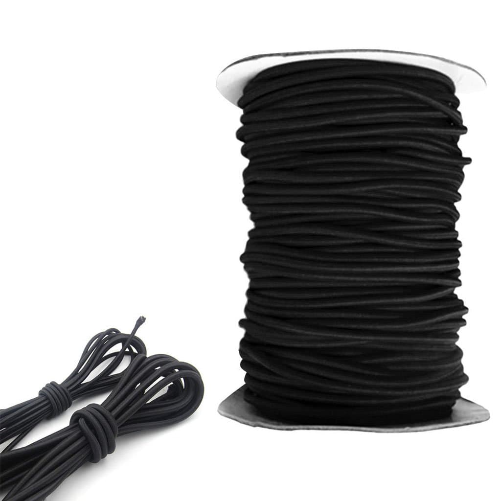 4mm Diameter Black White Elastic Rope Shock Cord Strech String (Black, 3M)