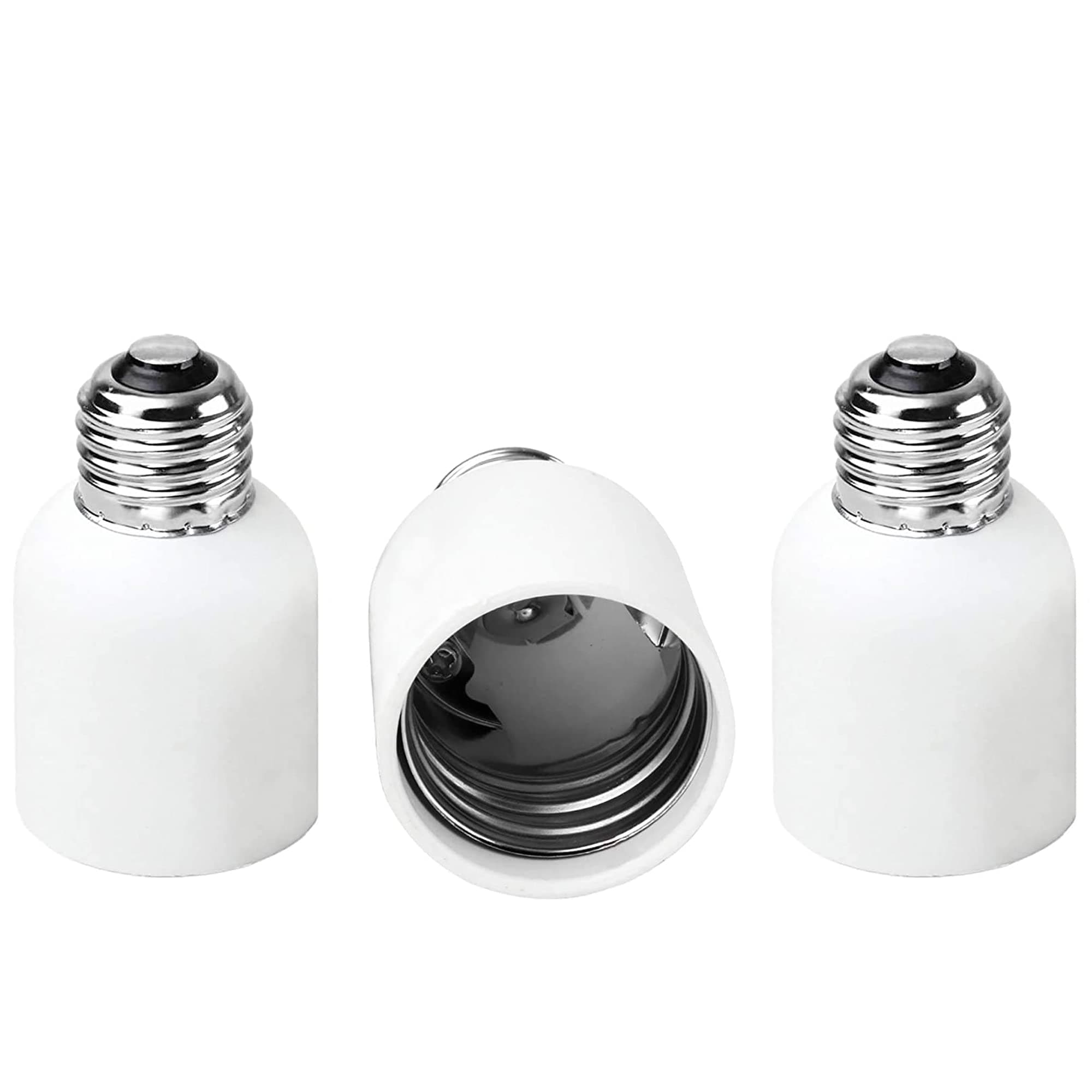 JACKYLED E26 to E39 Adapter Medium Base to Mogul Adapter E39 Light Socket Converter 3-Pack White