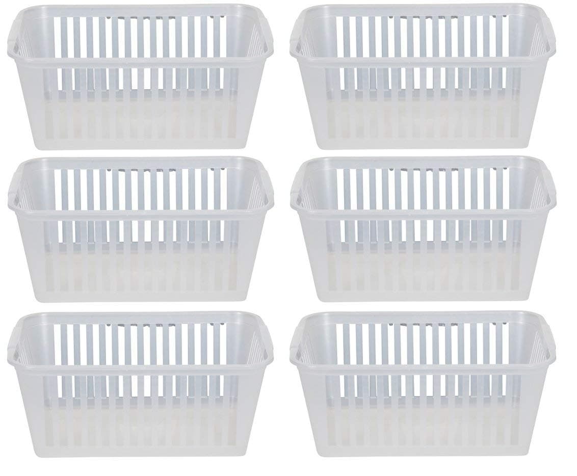 Whitefurze Transparent plastic baskets, 25 cm, Set of 6.