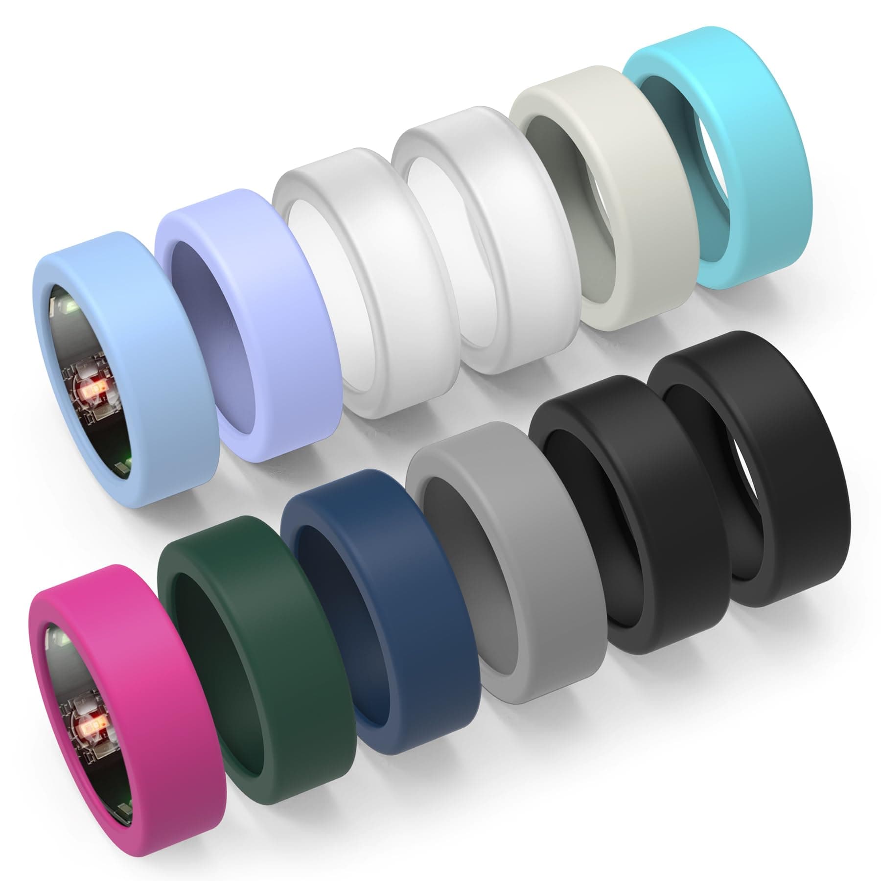 YWXTW [12 Pack Ring Cover for Oura Ring/Samsung Ring, Skin-Friendly Anti-Scratch Soft Silicone Protector Compatible with Oura Ring 3/4/Samsung Galaxy Ring for Men/Women, Group 5 S for 6/7/8/9/10