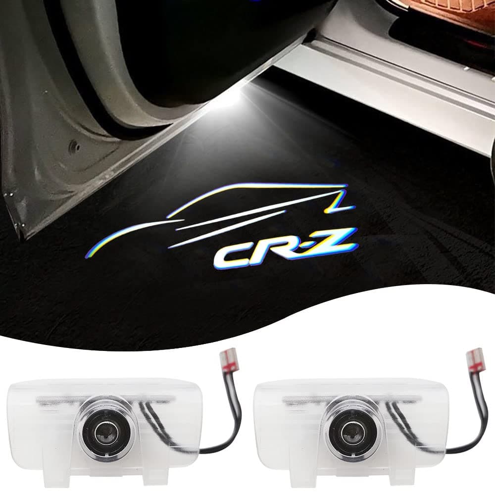 2 Pcs CR-Z Car LED Projector Door Shadow Light Welcome Light Laser Emblem Logo Lamps Kit Puddle Lights LED Courtesy Step Lights Ground Lamp HD Kit Replacement for CR-Z 2016-2021