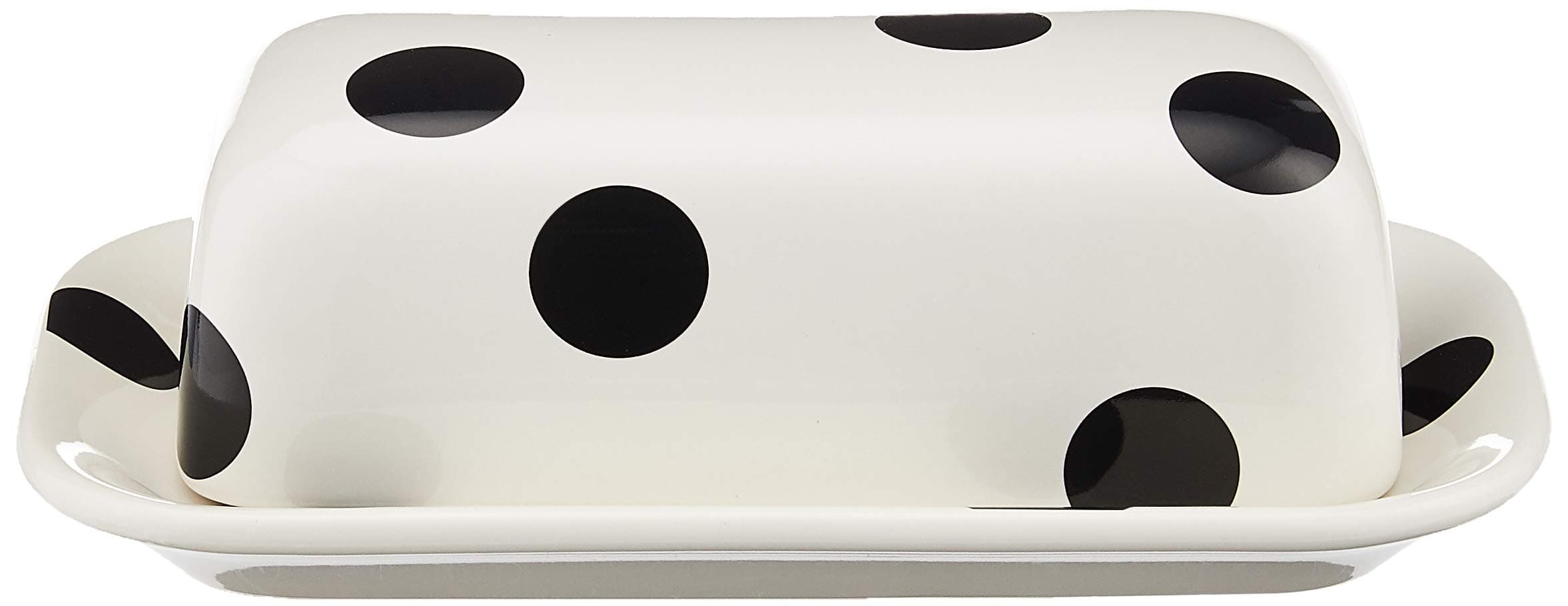 Deco Dot Covered Butter Dish, 1.65 LB, White