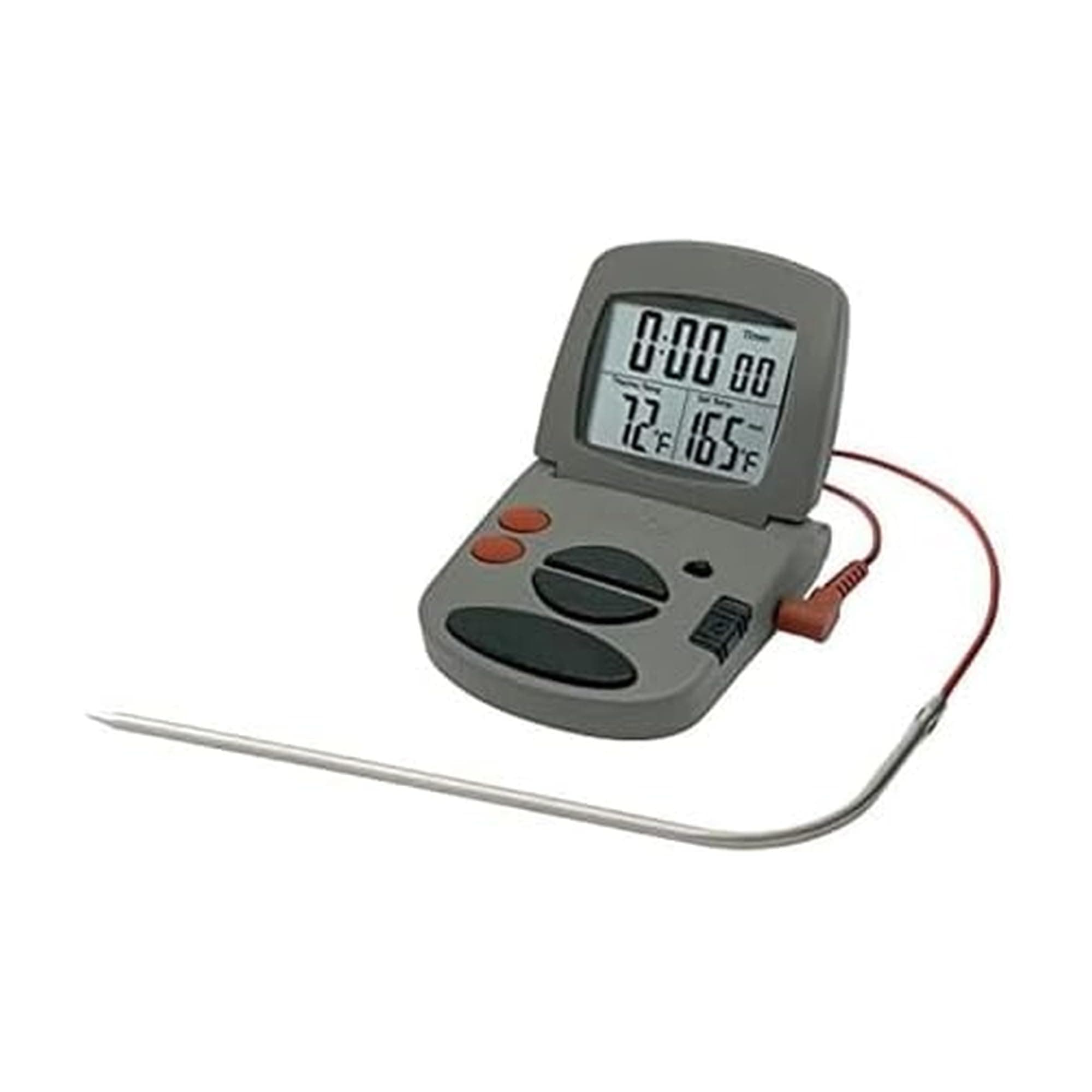 Programmable with Timer Instant Read Wired Probe Digital, Meat, Food, Grill BBQ Cooking Kitchen Thermometer with Timer, Gray