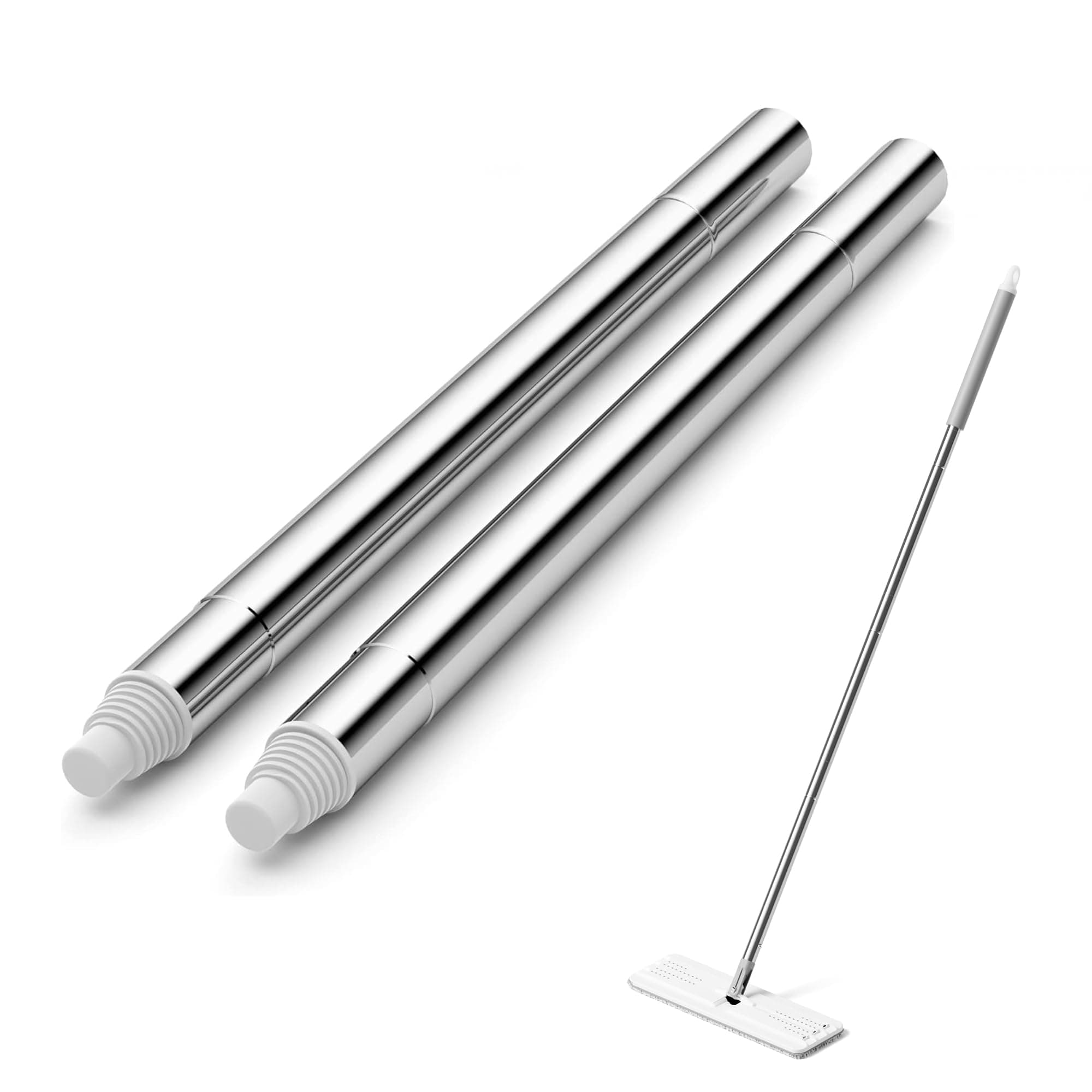 2 Pcs Mop Handle Extension Rods for Extending Flat Mop Adjustable Steel Mop Handle Bars