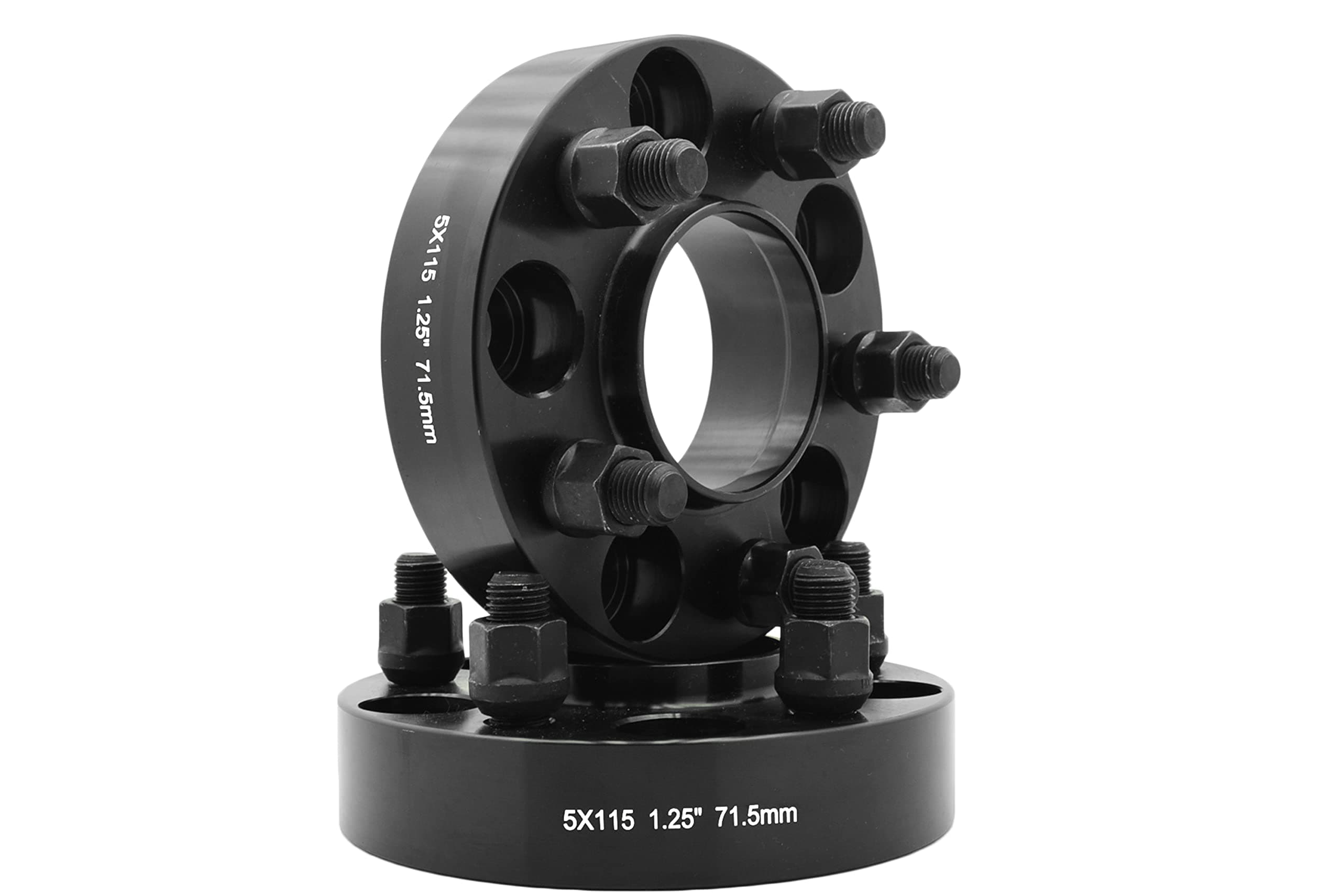 2 Pc 5x115 MM Black Hub Centric Wheel Spacers Adapters 1.25" Thick (31 MM) | 71.5 MM Hub | M14x1.5 Studs | Works Wit Dodge Charger Challenger Magnum Hemi Hellcat Demon Srt-8 Scatpack R/T S/E LX Models