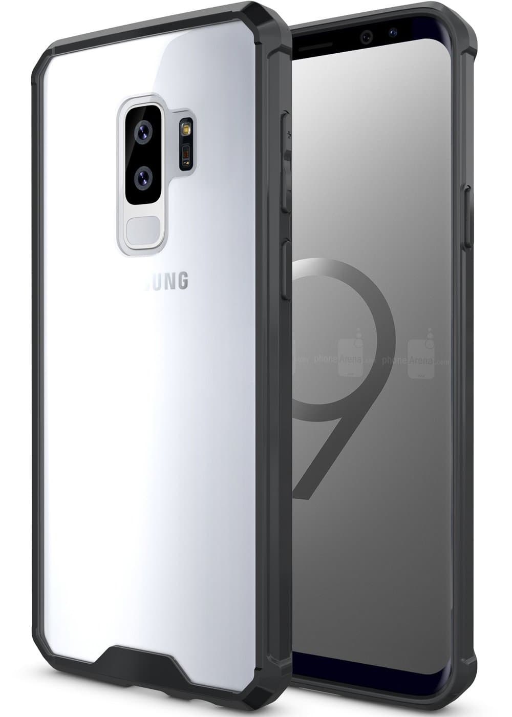 Galaxy S9 Plus Case, URMax [Air Hybrid] Ultra Thin Shockproof [Crystal Clear] Back Protective Case + TPU Bumper Cover for Samsung Galaxy S9 Plus - (Black)
