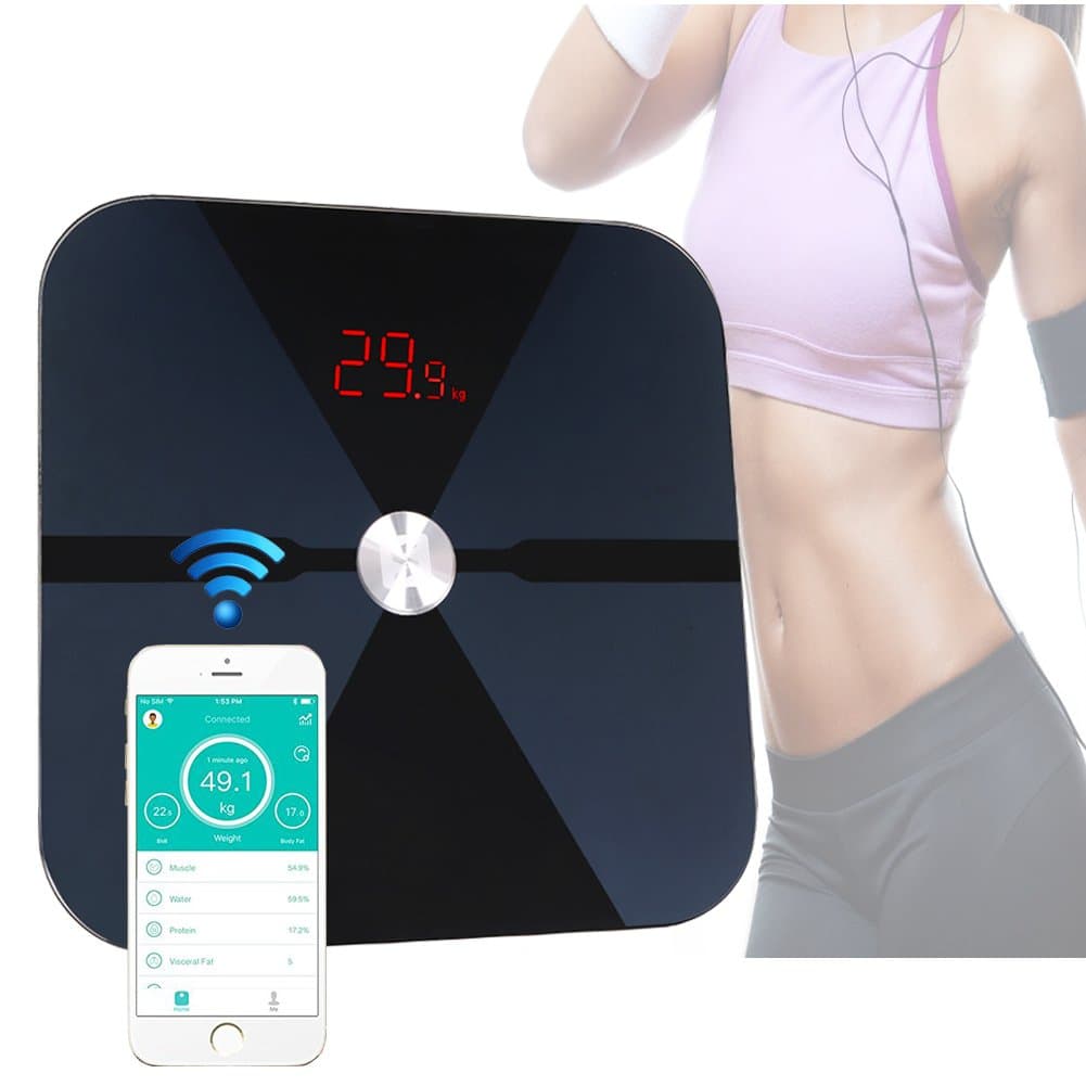 Wifi Smart Scale with Body Analyzer ,Connection IOS / Android APP,High Accuracy Digital Body Fat Analysis,Weight The Maximum Load 5-180kg.