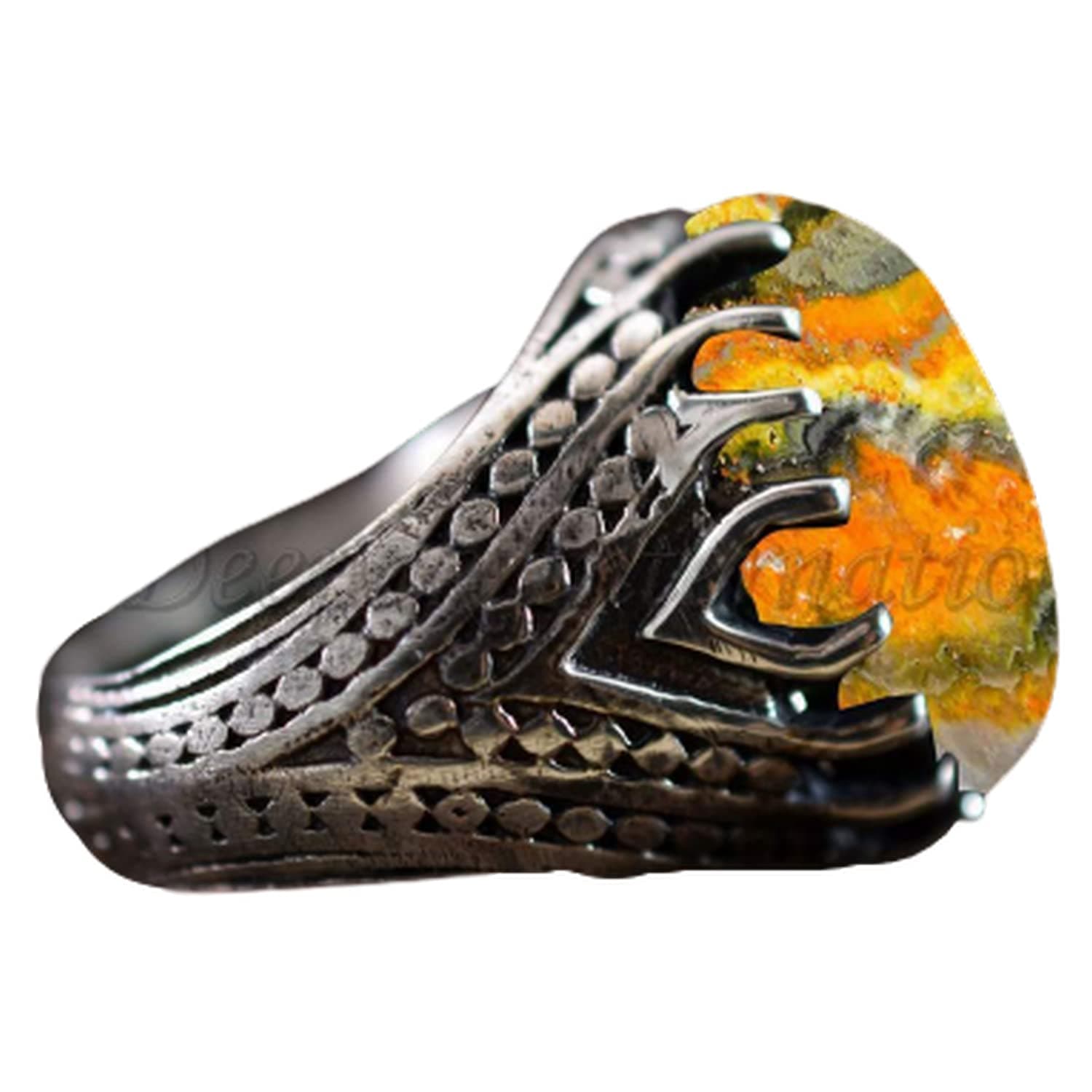 Bumble Bee Ring, 925 Sterling Silver Ring, Oval Cab, Men's Arabic Jewelry, Thanksgiving day, Promise day Ring For Him, Western Ring, Gift for Husband, Stunning Ring, Fancy Ring, Oxidized