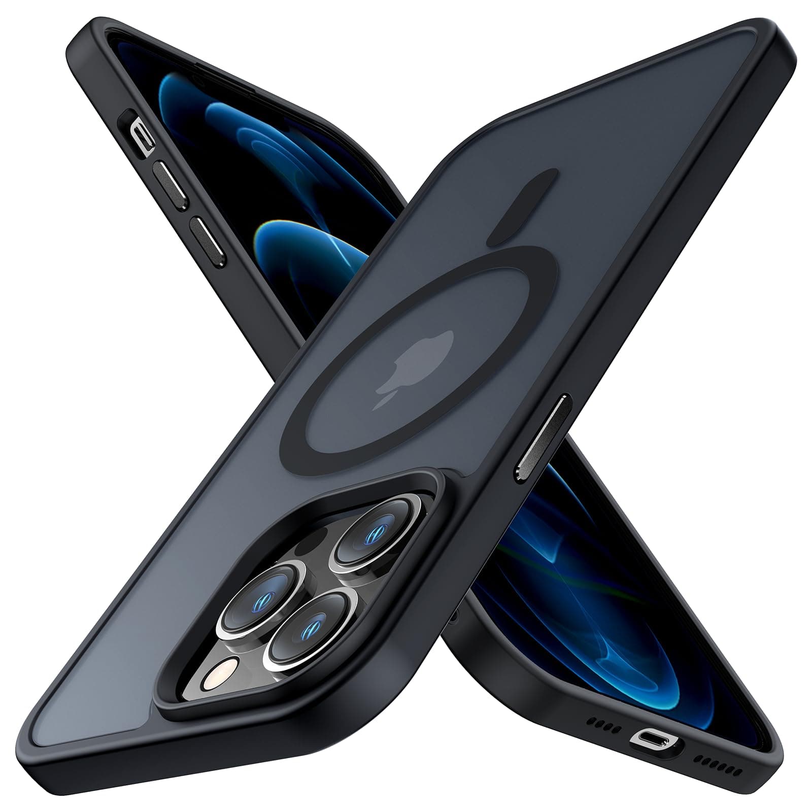 Magic Mag Series for iPhone 14 Pro Max Case, [Military Grade Protection & Compatible with MagSafe], Translucent Matte Back with Aluminum Alloy Keys, for iPhone 14 Pro Max 6.7", Black