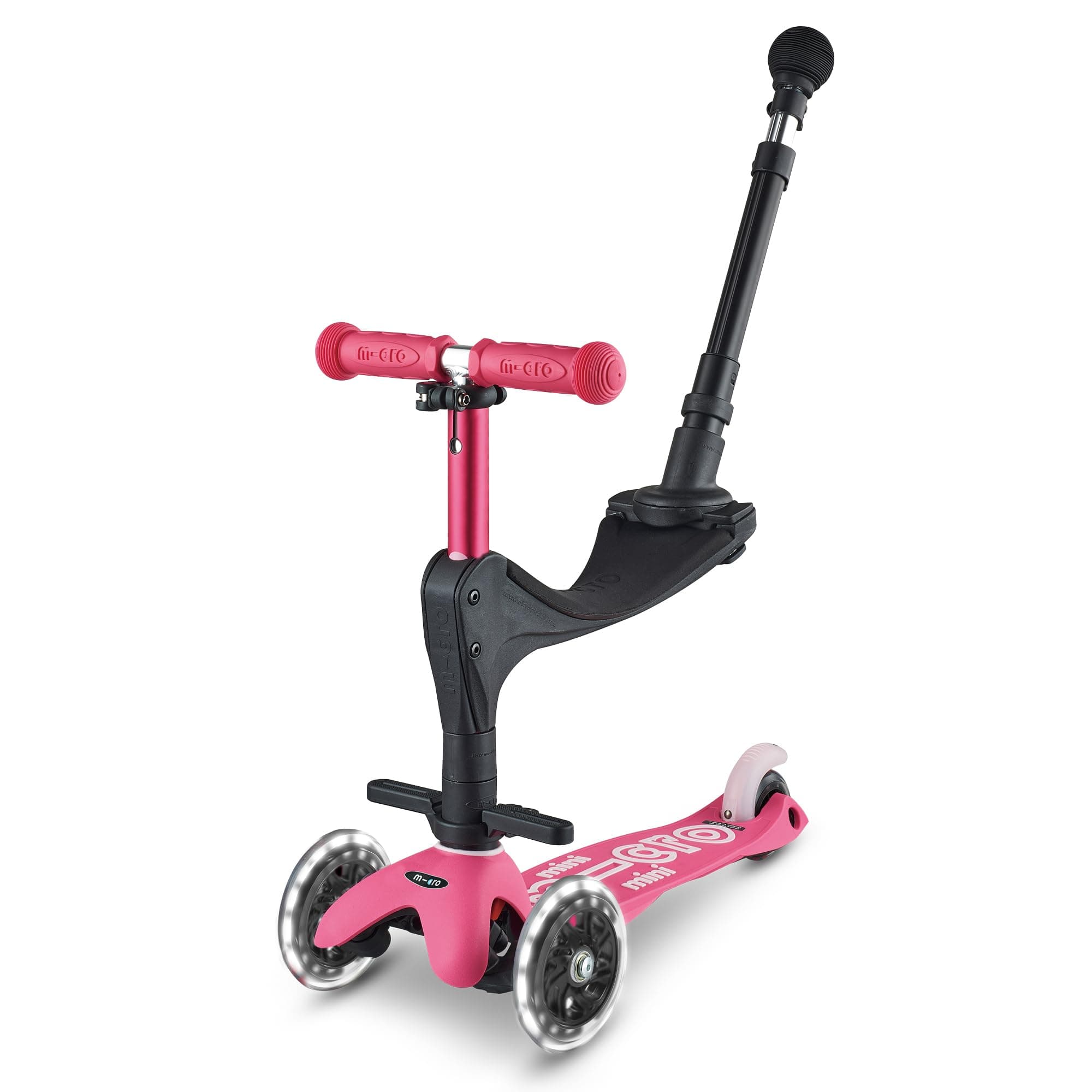 Micro Scooters- Mini Deluxe 3 in 1 Deluxe Plus - Pink | Scooter for Kids | Kids Scooter | Scooter with LED Wheels | Scooter for Kids 3-5 Years