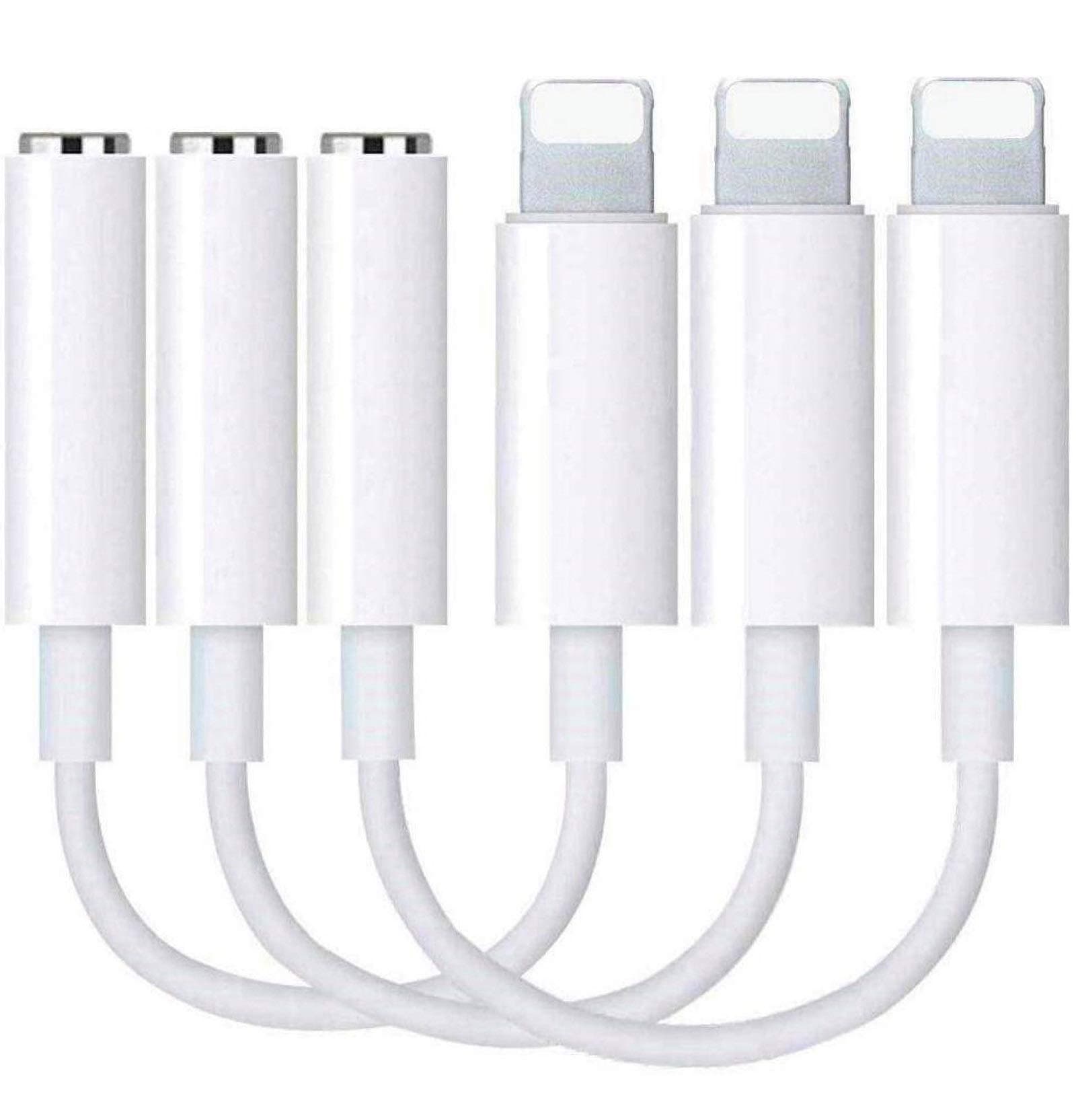 3 Pack Lightning to 3.5 mm Headphone Jack Adapter, Apple MFi Certified iPhone Audio Dongle Cable Earphones Headphones Converter Compatible with iPhone 12/12 Pro/11/11 Pro/X/XR/XS/XS Max/8/7