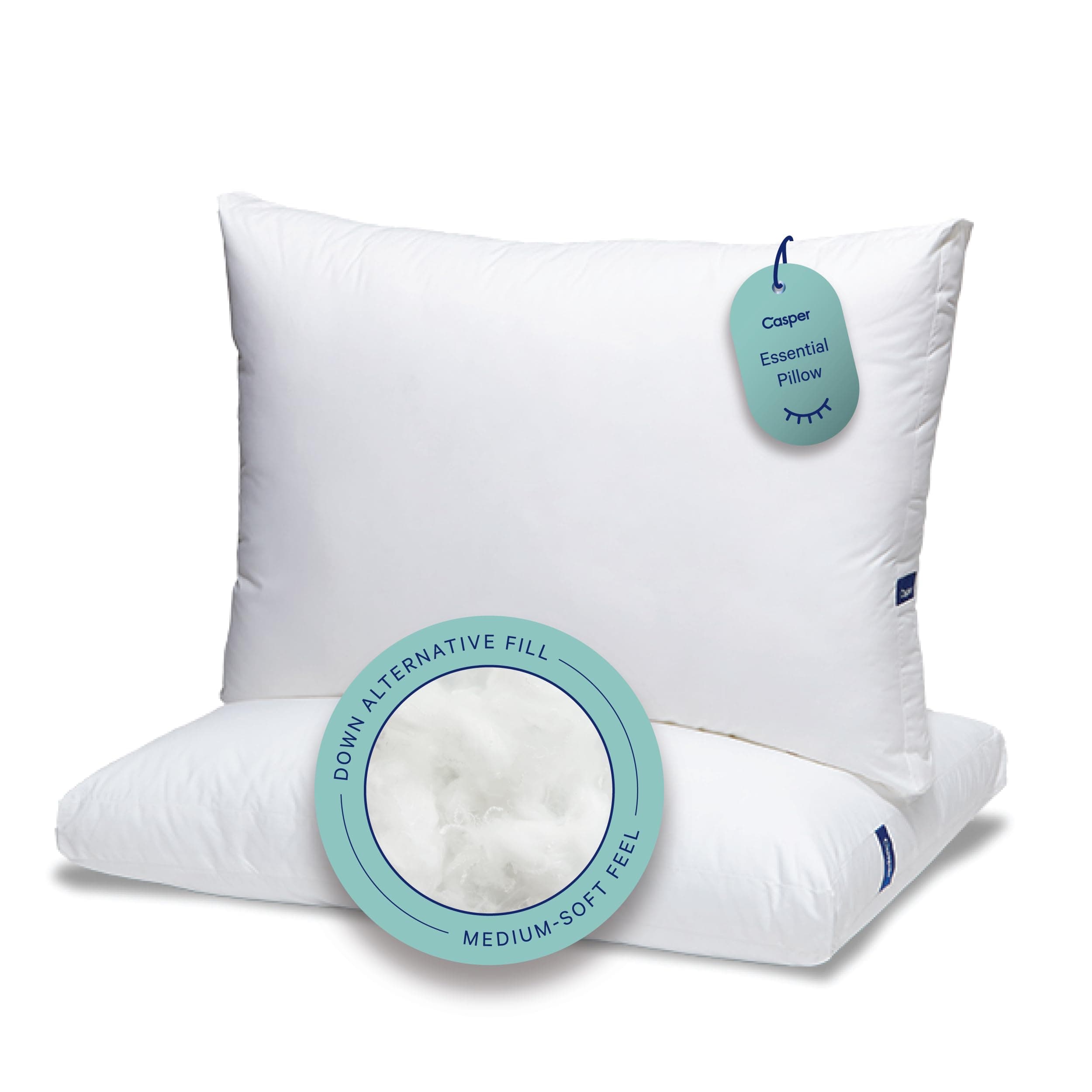 Sleep Essential Pillow for Sleeping, Standard, Two Pack, White 2 Count