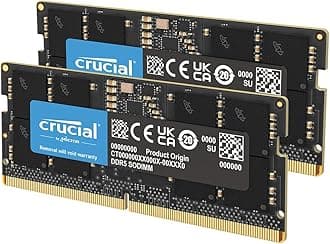 Crucial CT2K16G48C40S5 Laptop Memory Upgrade 32GB (16GB x 2), DDR5, 4800MT/s (PC5-38400), CL40 SODIMM, 262pin