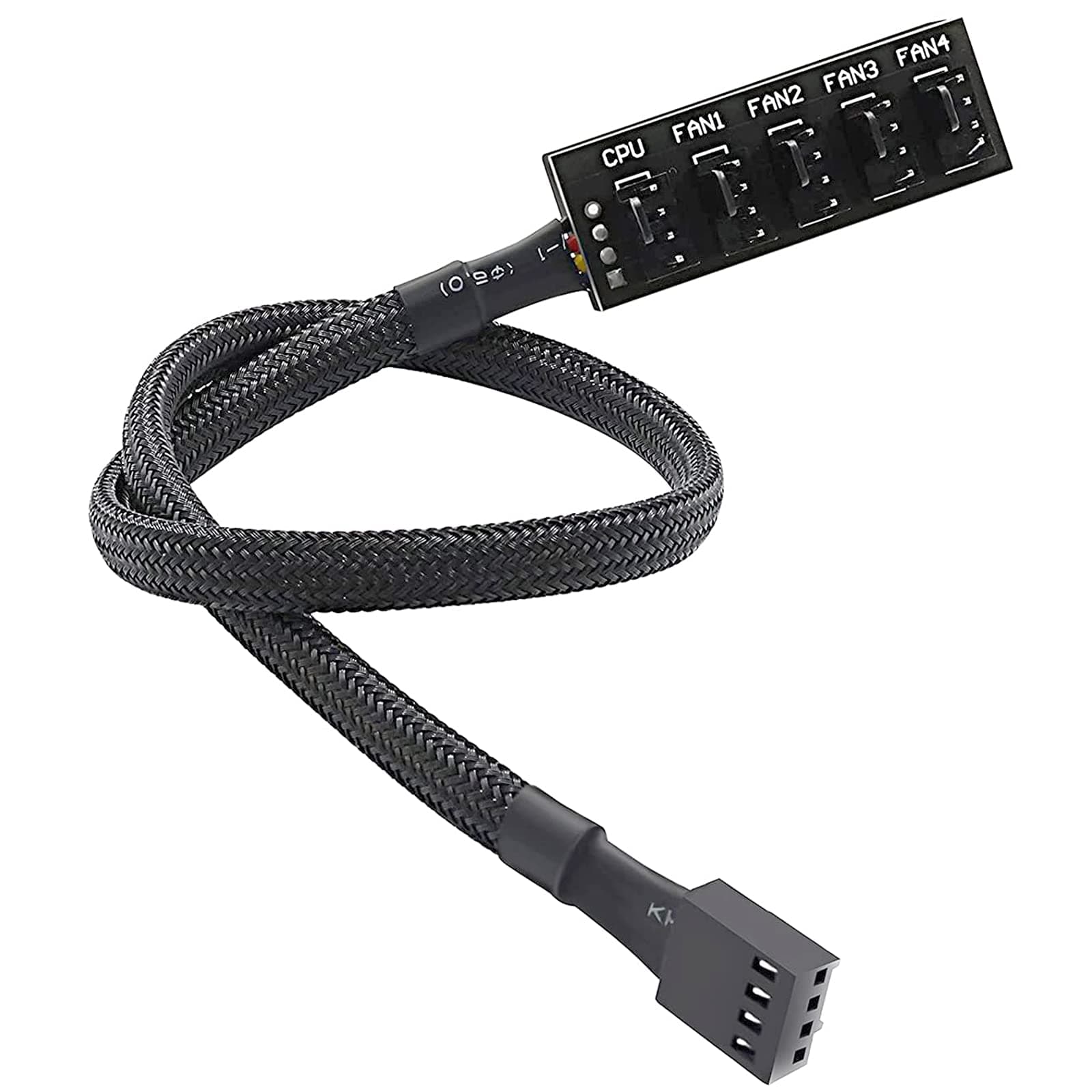 PWM Fan Hub, PC CPU Cooling Extension Cable Hub Splitter Adapter Sleeved Case for 12V Desktop Computer Cooler Fans 1 to 5 Way (15.7 Inch)