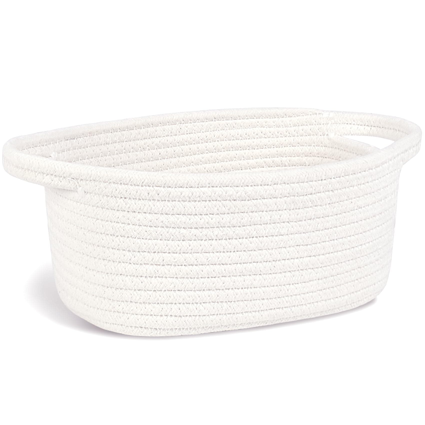 Small Storage Basket, Mini Basket, Cute Tiny Cotton Rope Woven Basket, Shelf Basket, Boho Decorative Toy Storage Bin Gift Baskets, White