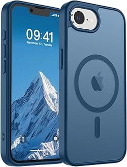 Magnetic for iPhone 17e Case/iPhone 16e Case with Screen Protector (Compatible with MagSafe)(Military Grade Drop Protection) Translucent Matte with Anti-Fingerprint Phone Case,Deep Blue