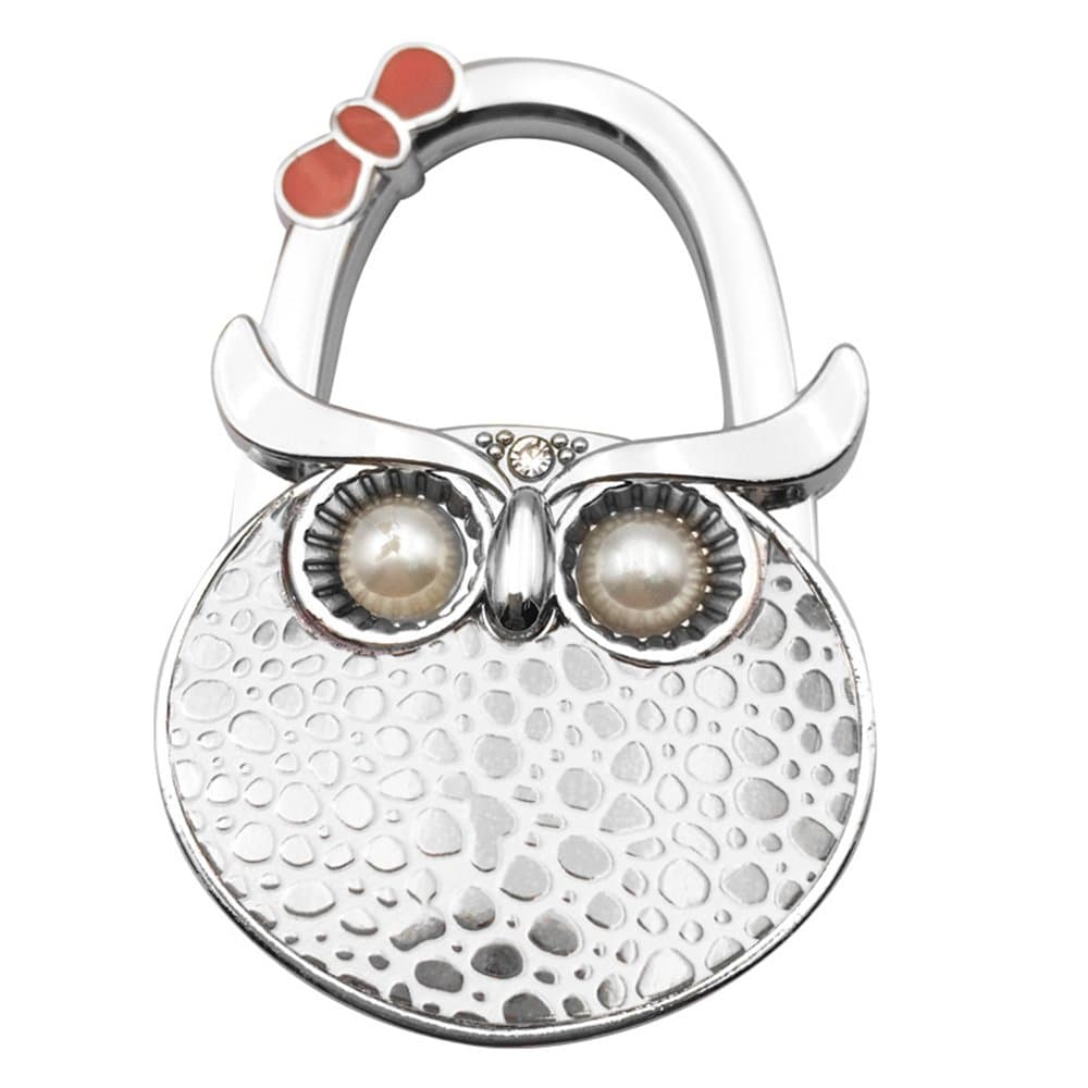 Owl Style Premium Foldable Handbag Bag Purse Hanger Table Hook Holder (Silver)