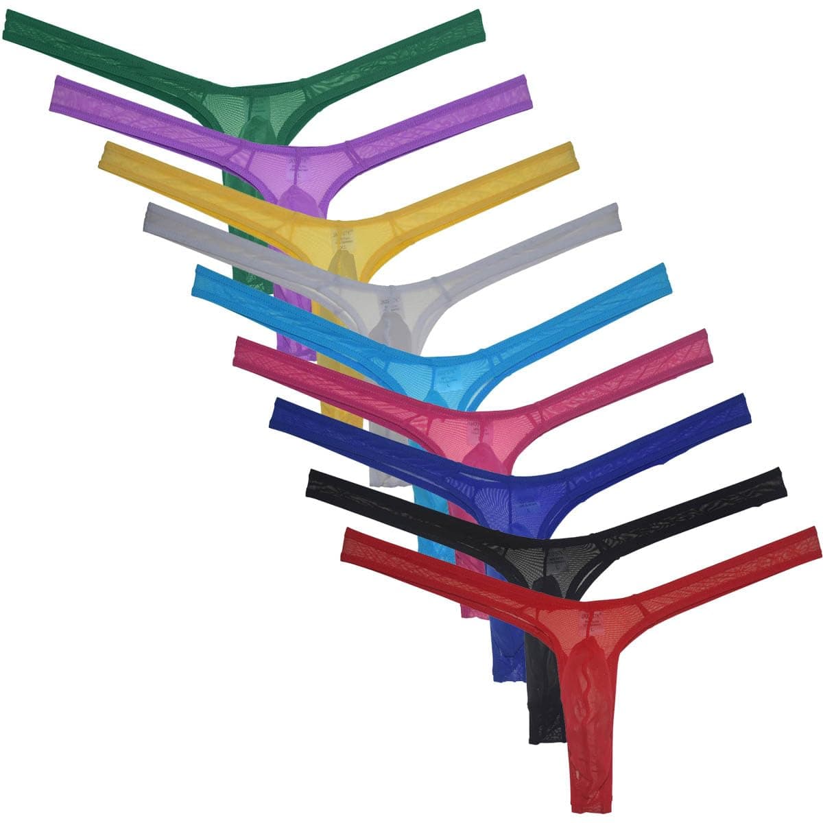 Men's Minimal Coverage Bulge Thong Underwear See-through Mesh Mini Bikini Tangas