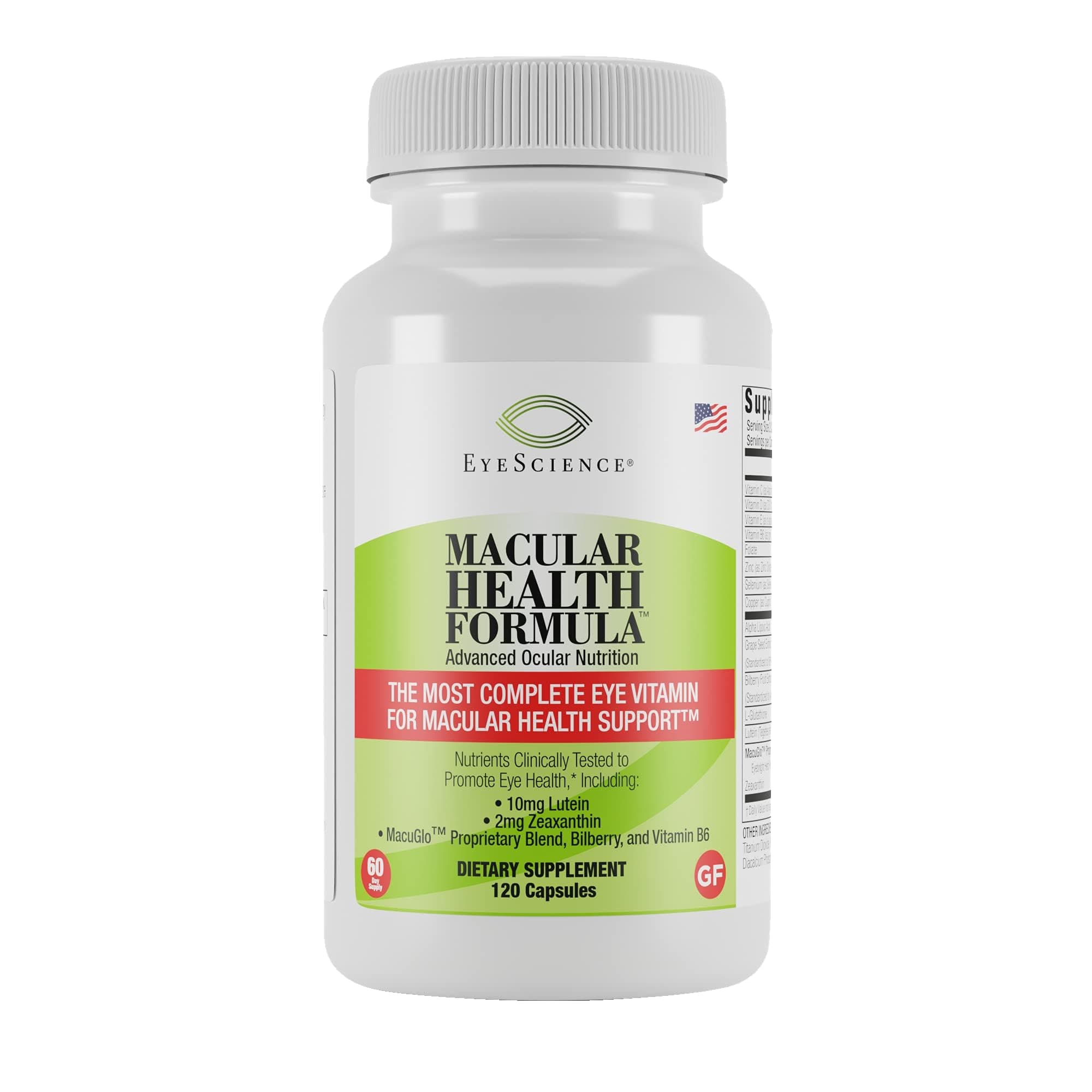 EyeScience Macular Health Beyond AREDS2 Formula, Advanced Ocular Vitamin - Containing Lutein, Zeaxanthin, Bilberry, and Vitamins C, D, E, and B6 (60 Day Supply)
